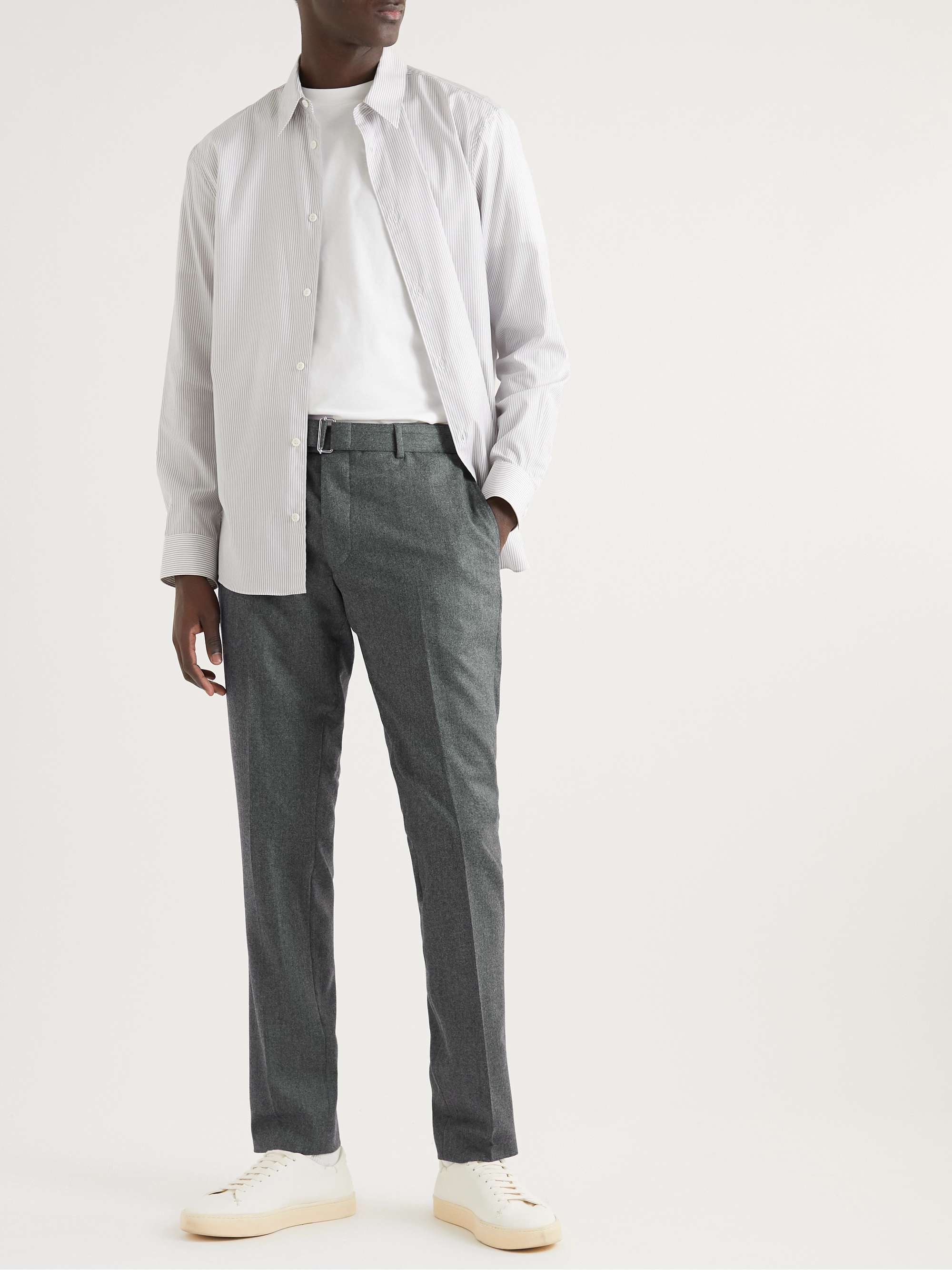 OFFICINE GÉNÉRALE Paul Straight-Leg Belted Virgin Wool Suit Trousers for  Men | MR PORTER