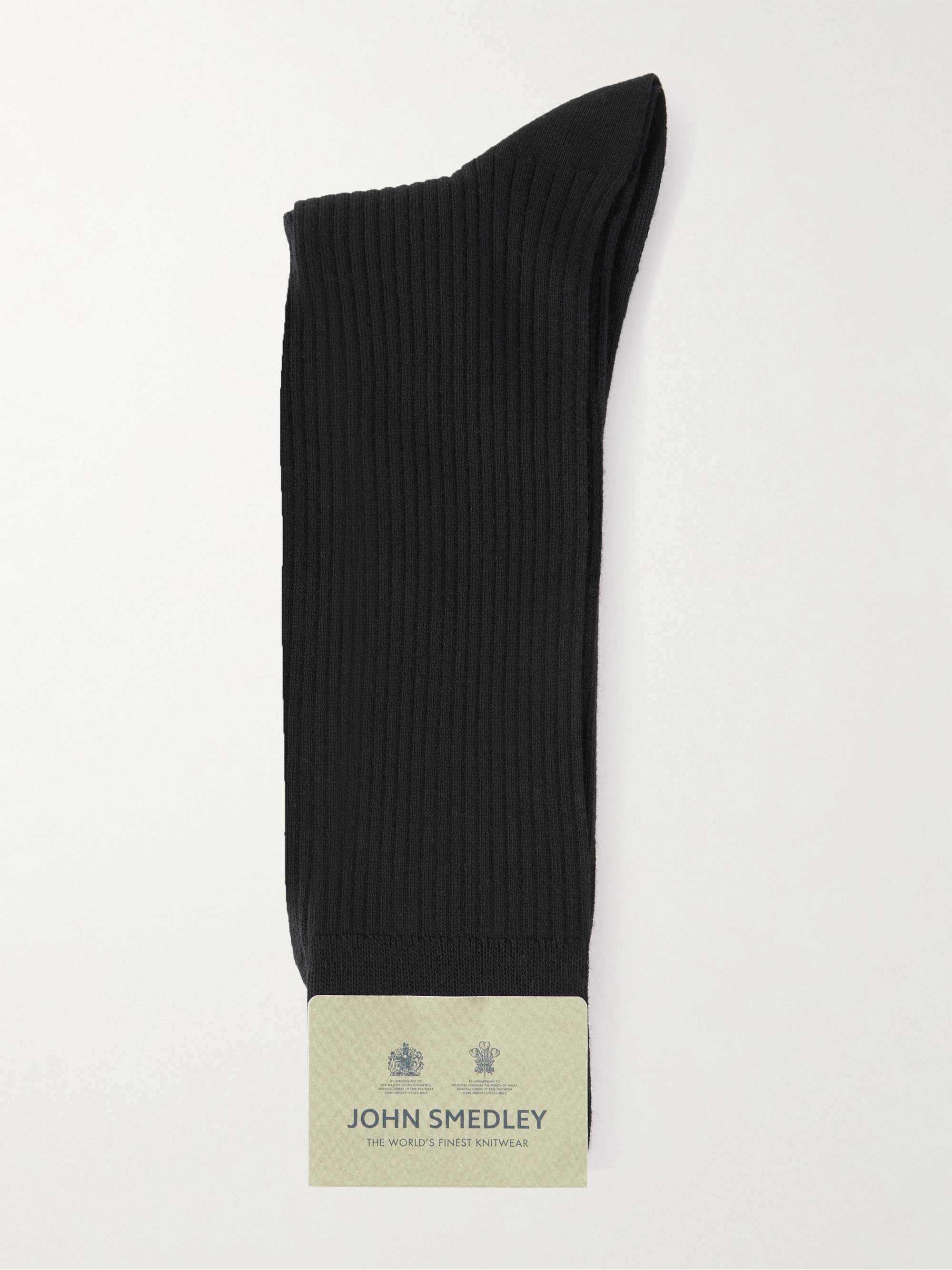 JOHN SMEDLEY Edale Ribbed Cotton-Blend Socks | MR PORTER