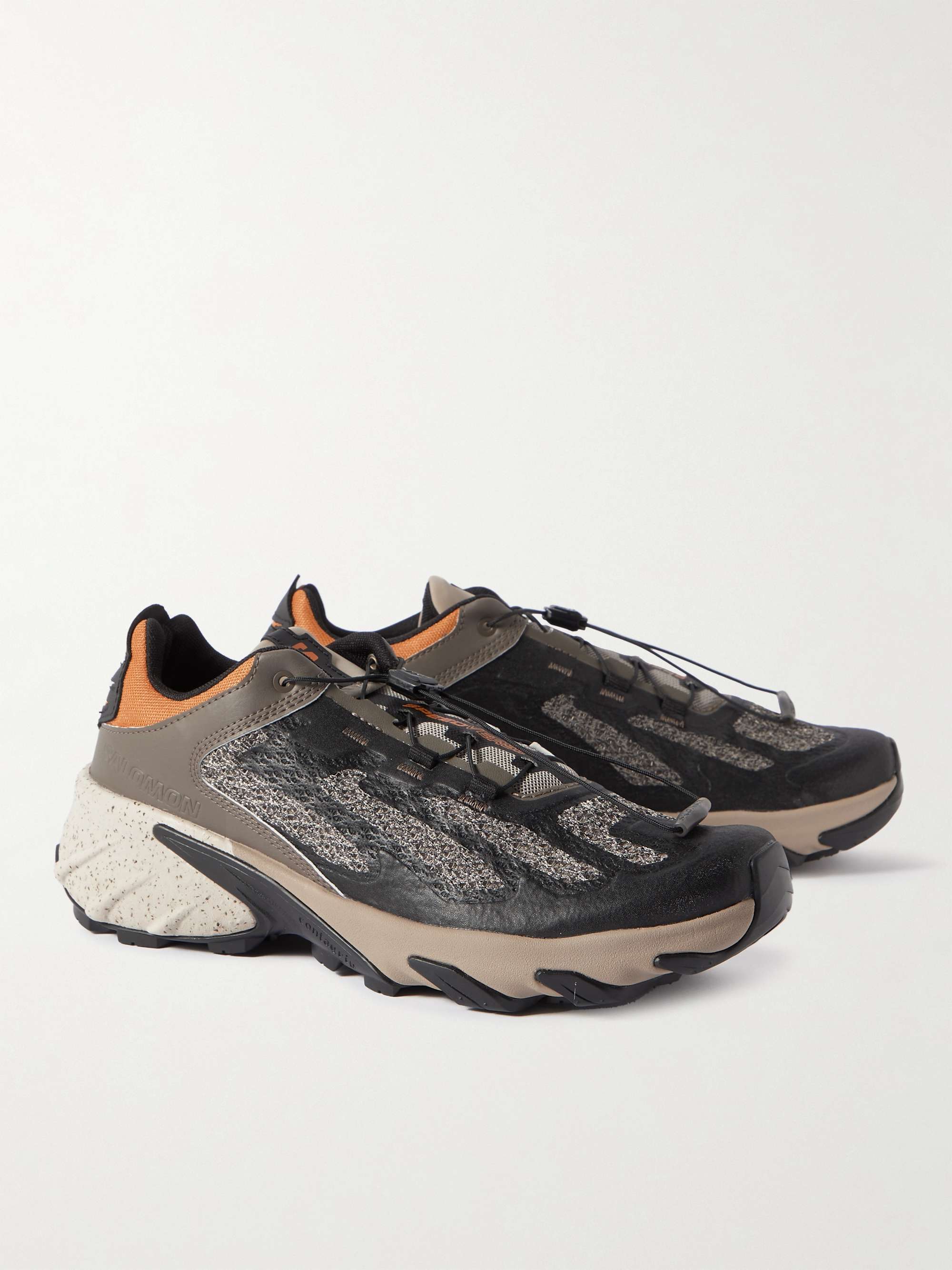 Gray Speedverse PRG Vegan Leather and Rubber-Trimmed Mesh Sneakers | SALOMON  | MR PORTER