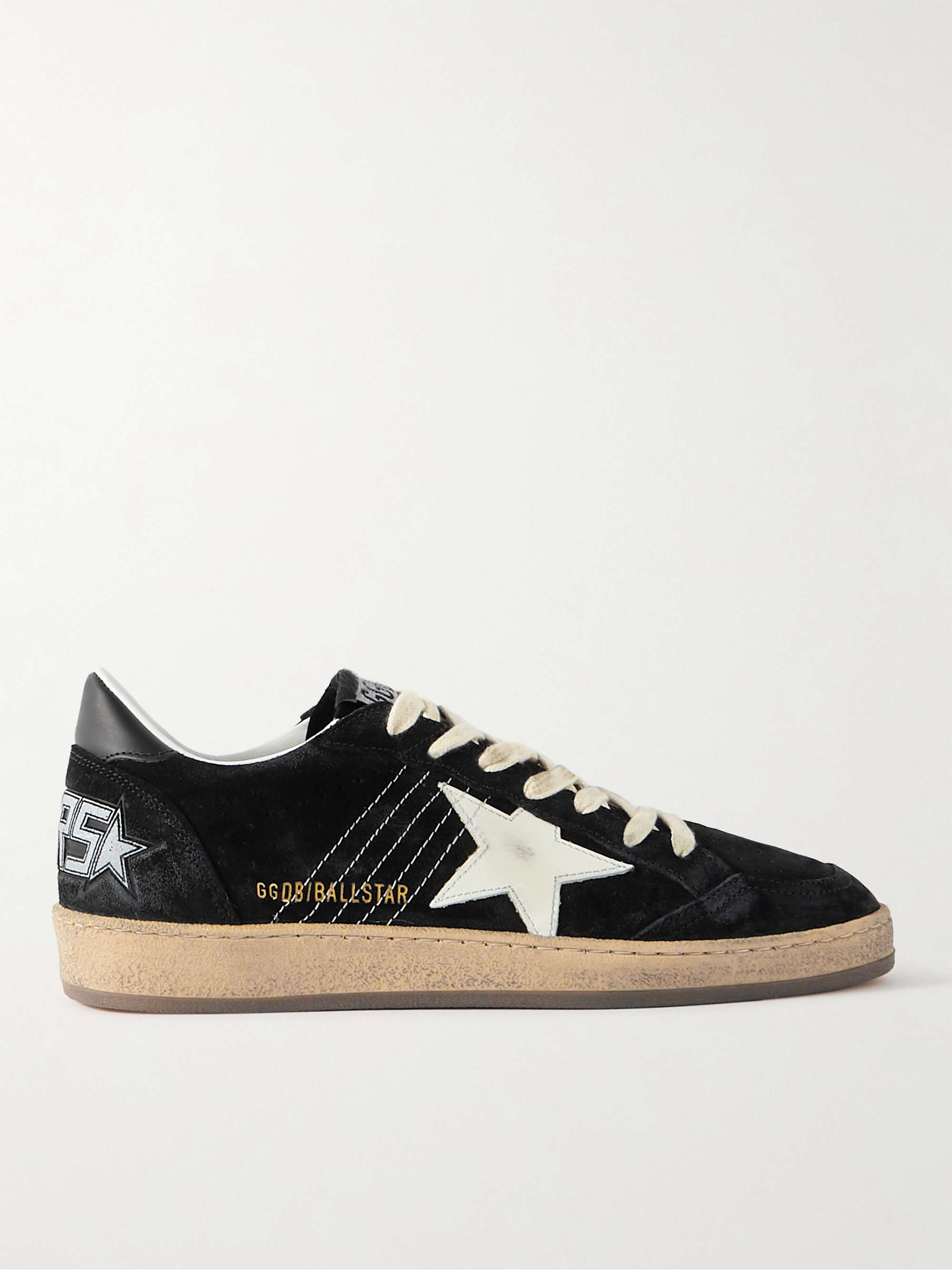 GOLDEN GOOSE Superstar distressed metallic leather and suede