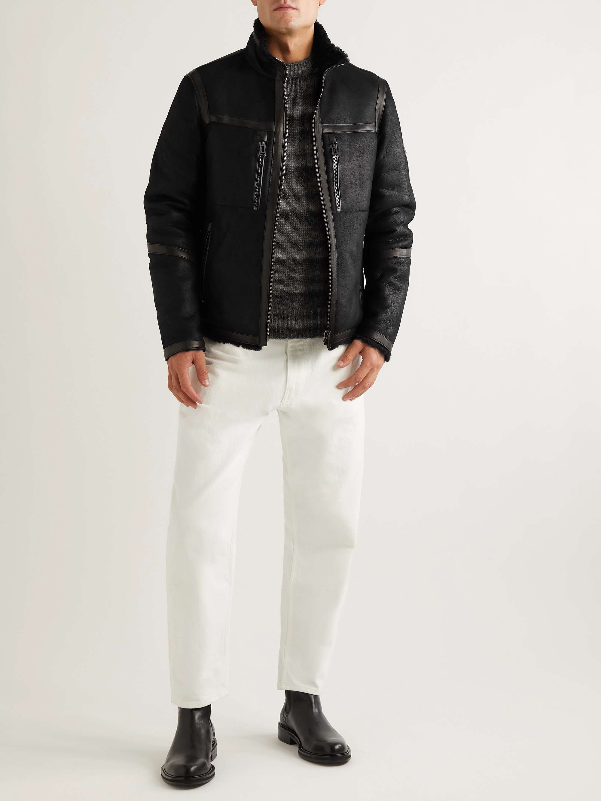BELSTAFF Tundra Shearling-Trimmed Leather Jacket for Men | MR PORTER