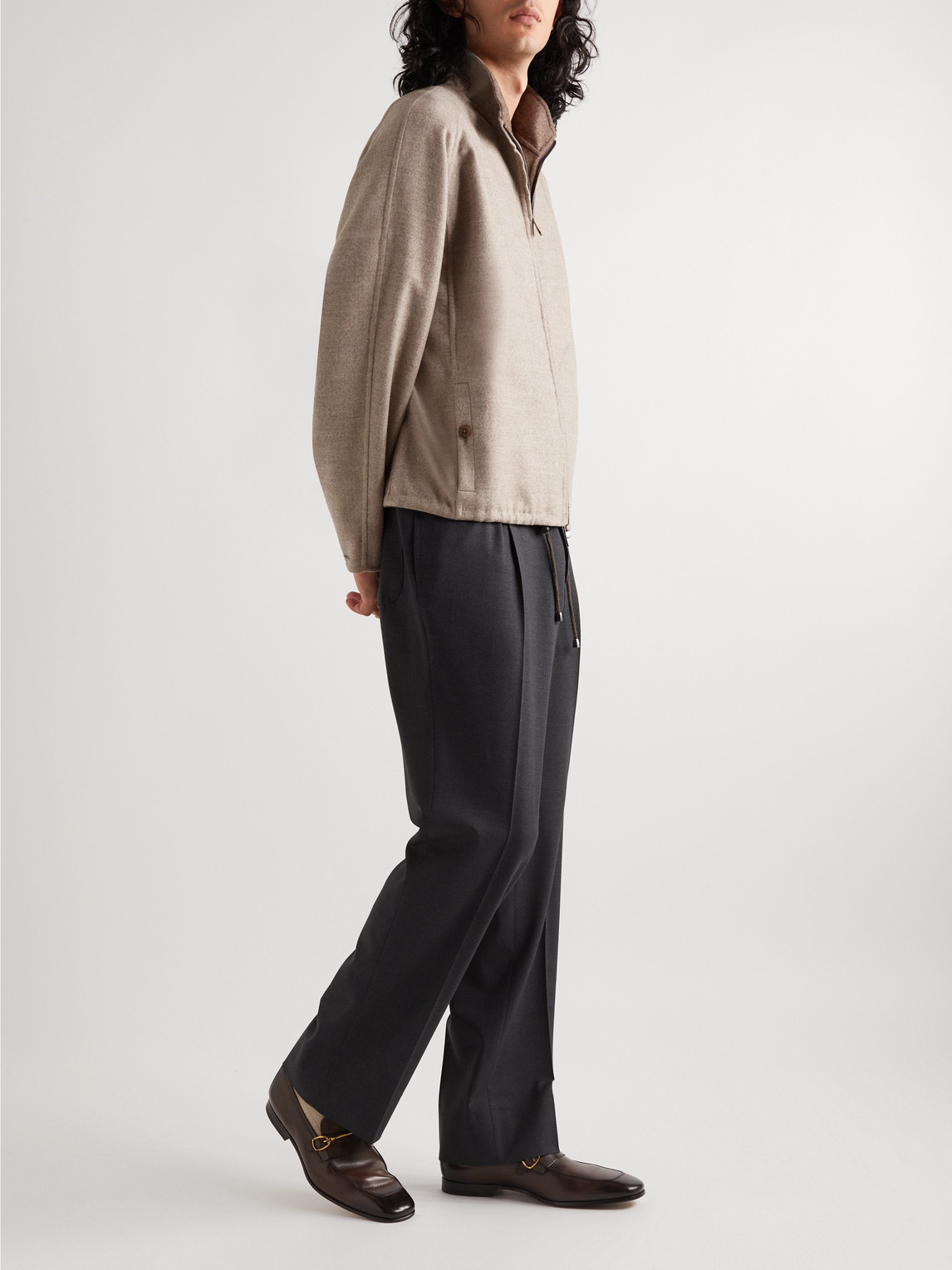Shop Stòffa Reversible Wool Merino Blouson Jacket In Gray