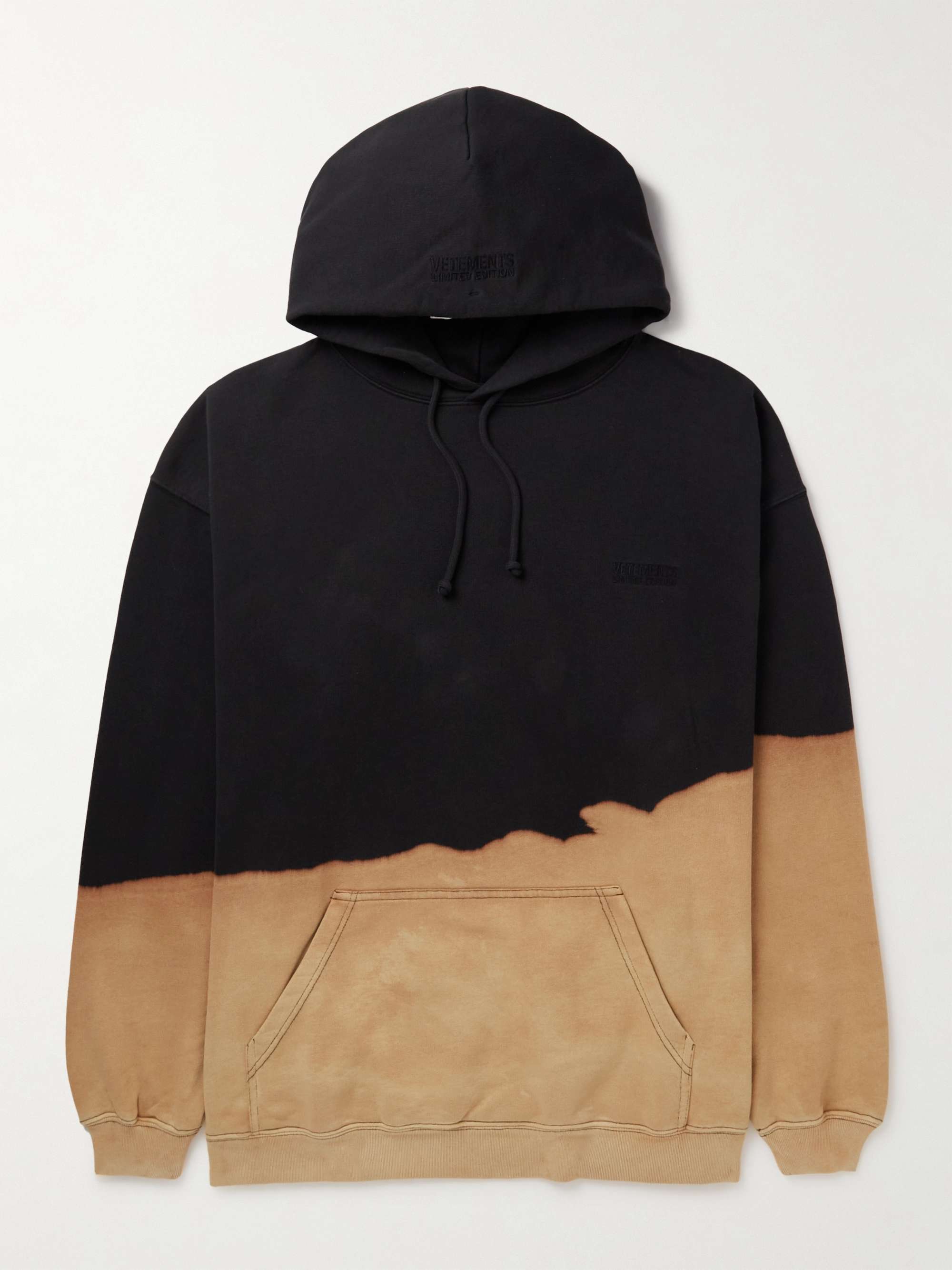 VETEMENTS Logo-Embroidered Bleached Cotton-Blend Jersey Hoodie for Men | MR  PORTER