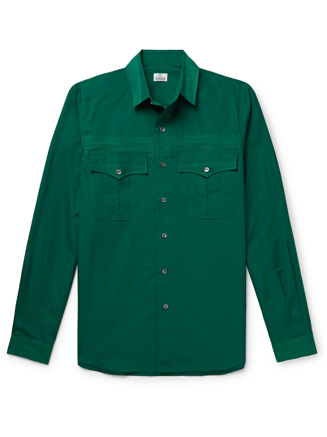 Combat Twill-Trimmed Cotton-Poplin Shirt