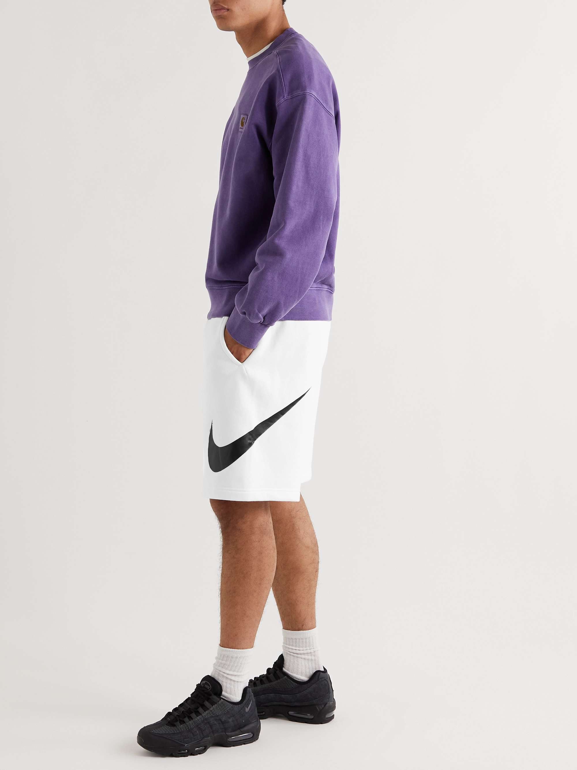 NIKE Straight-Leg Logo-Print Cotton-Blend Jersey Shorts | MR PORTER