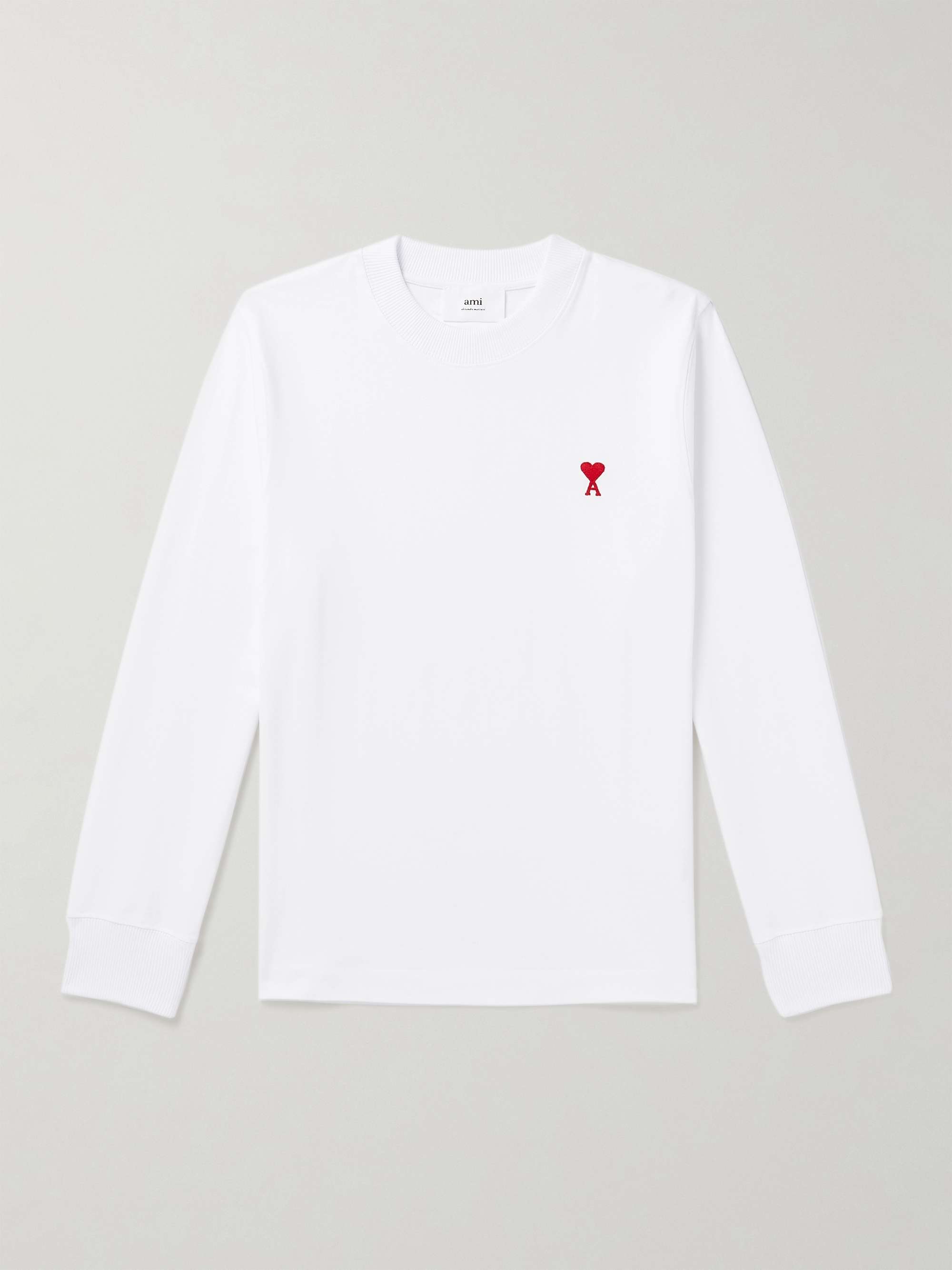 AMI PARIS Logo-Embroidered Cotton-Blend Jersey T-Shirt for Men | MR PORTER