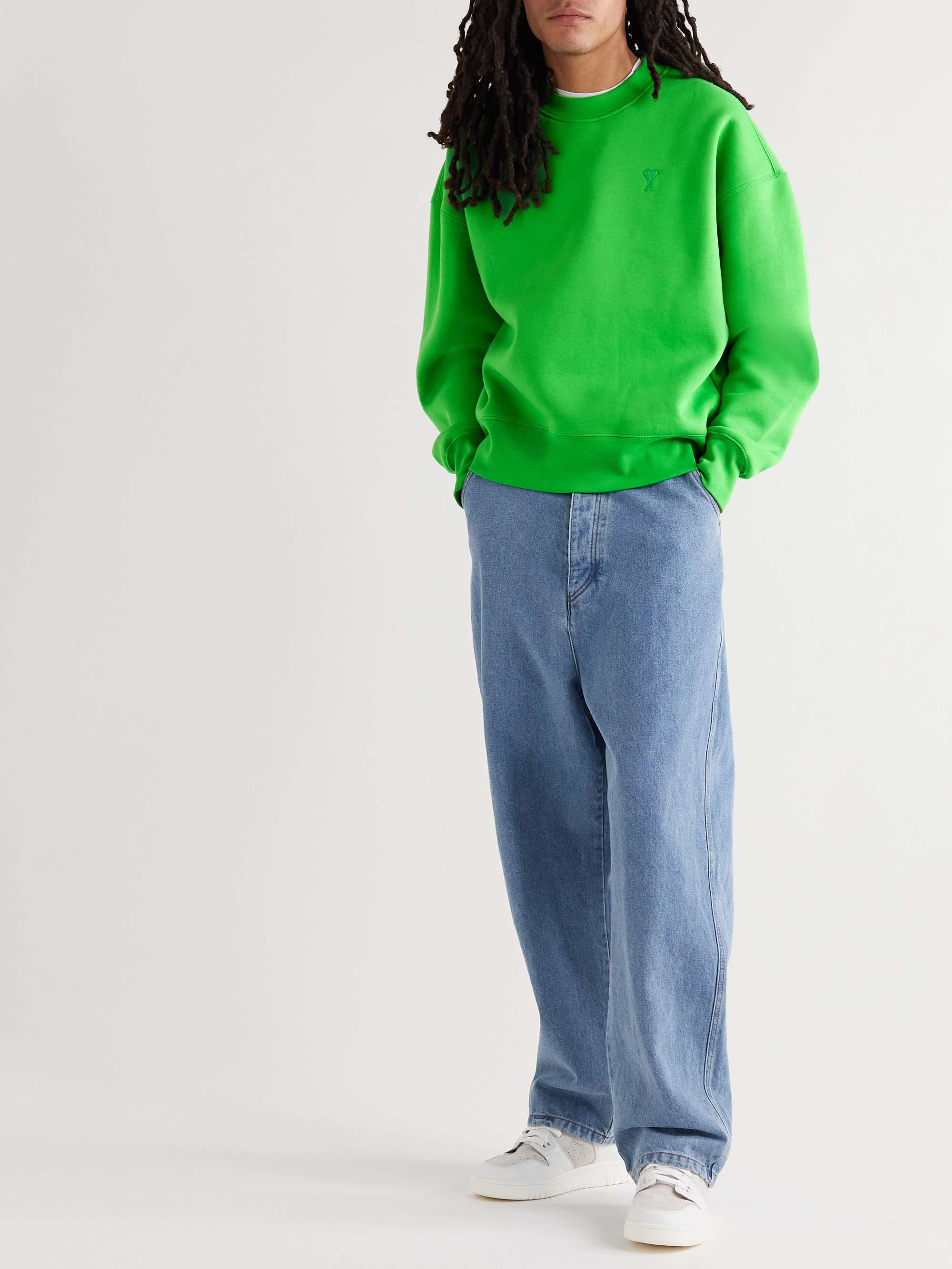 nikkel Devise Sund mad AMI PARIS Logo-Embroidered Cotton-Blend Jersey Sweatshirt for Men | MR  PORTER