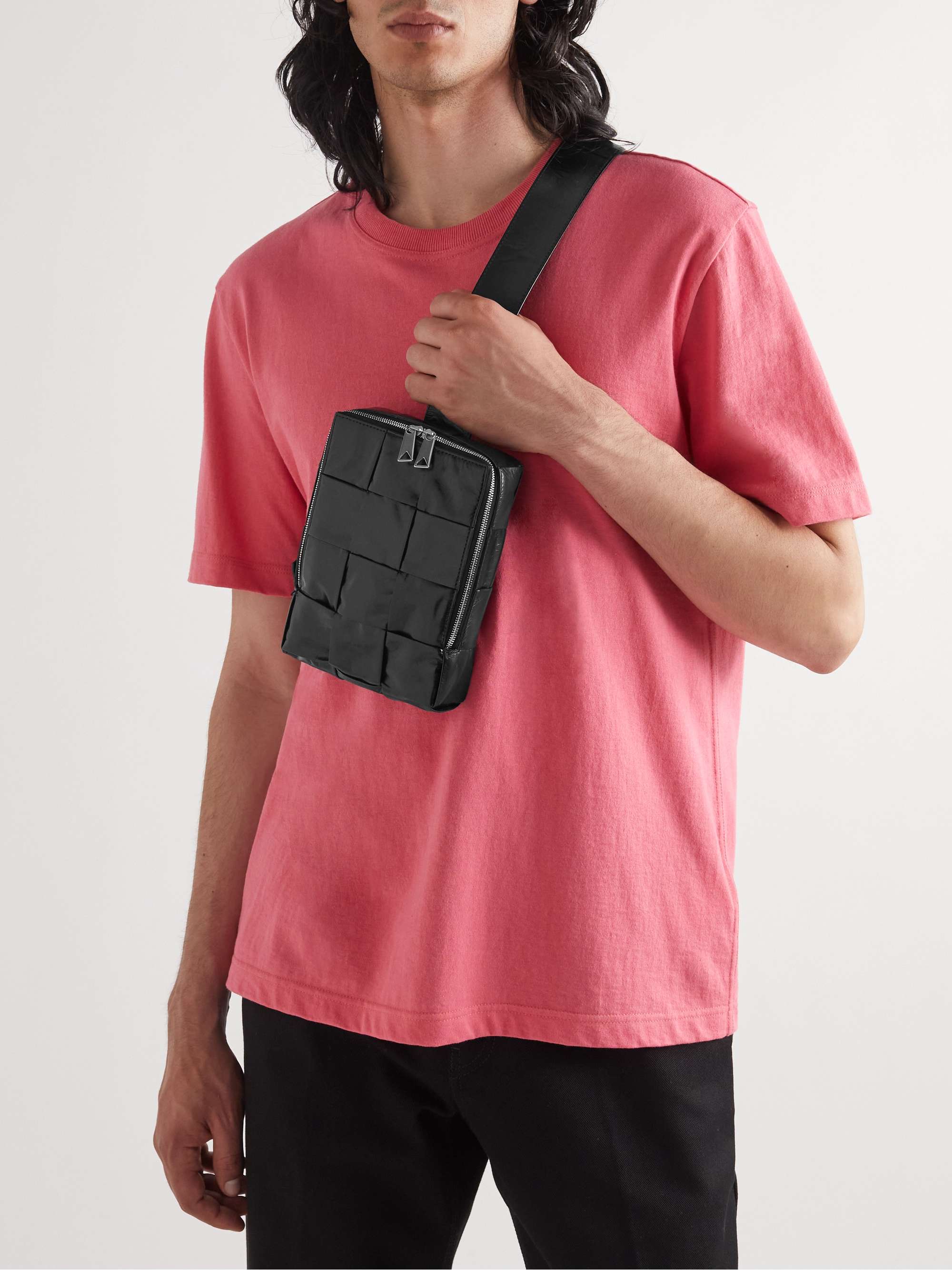 BOTTEGA VENETA Cassette Mini Intrecciato Leather Messenger Bag for Men