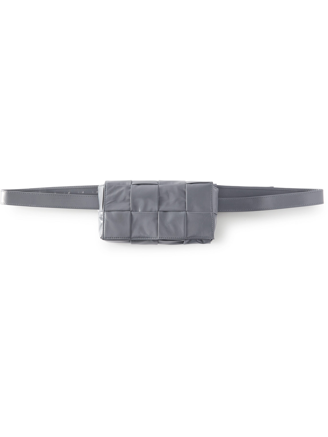 Bottega Veneta Cassette Mini Intrecciato Leather Belt Bag In Gray
