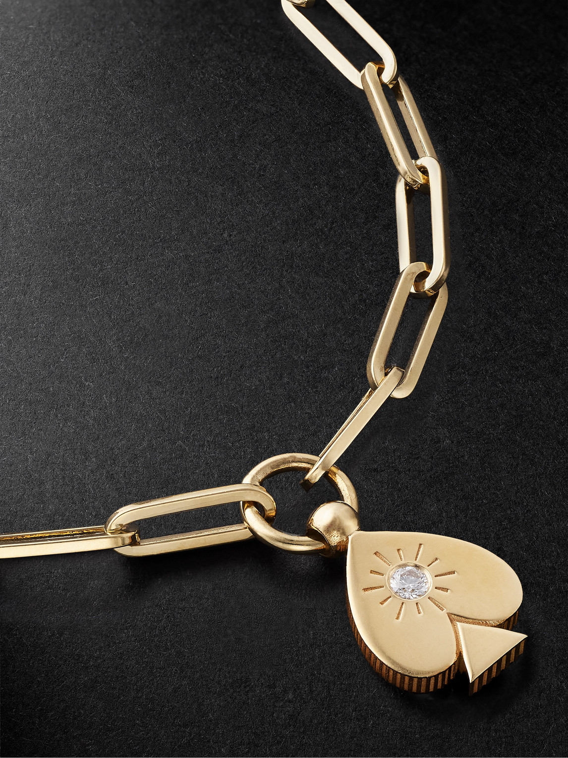 Shop Foundrae Mini Spade Crest Gold Diamond Bracelet