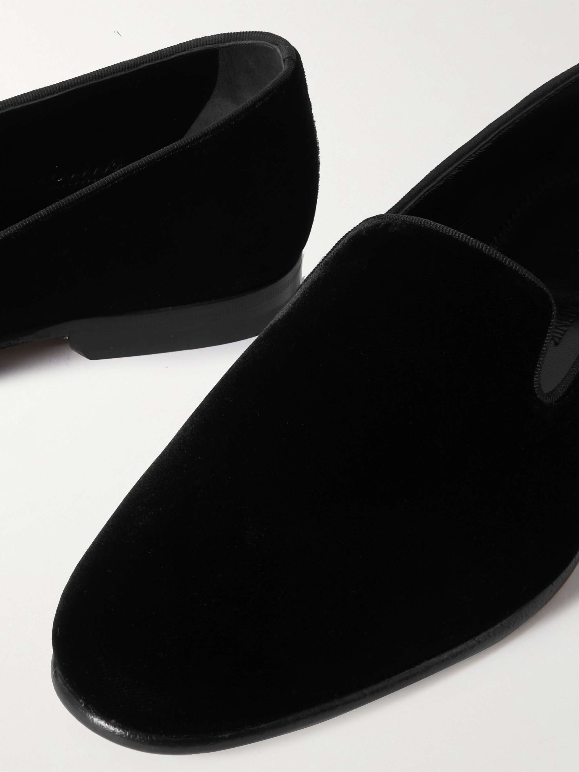 MANOLO BLAHNIK Mario Grosgrain-Trimmed Velvet Loafers for Men | MR PORTER