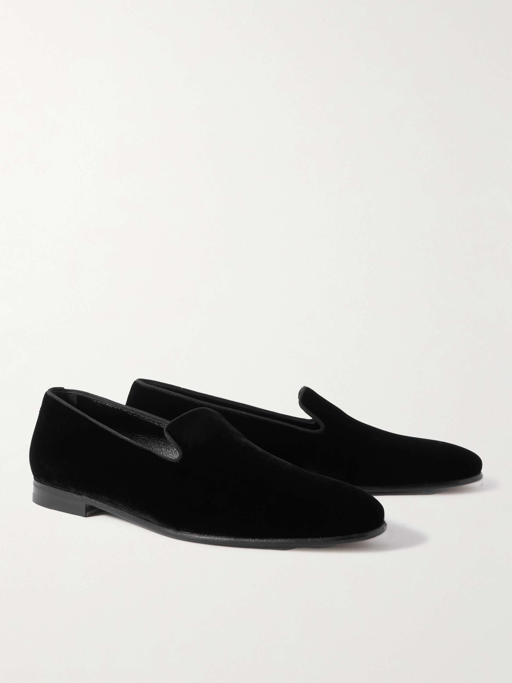 MANOLO BLAHNIK Mario Grosgrain-Trimmed Velvet Loafers for Men | MR PORTER