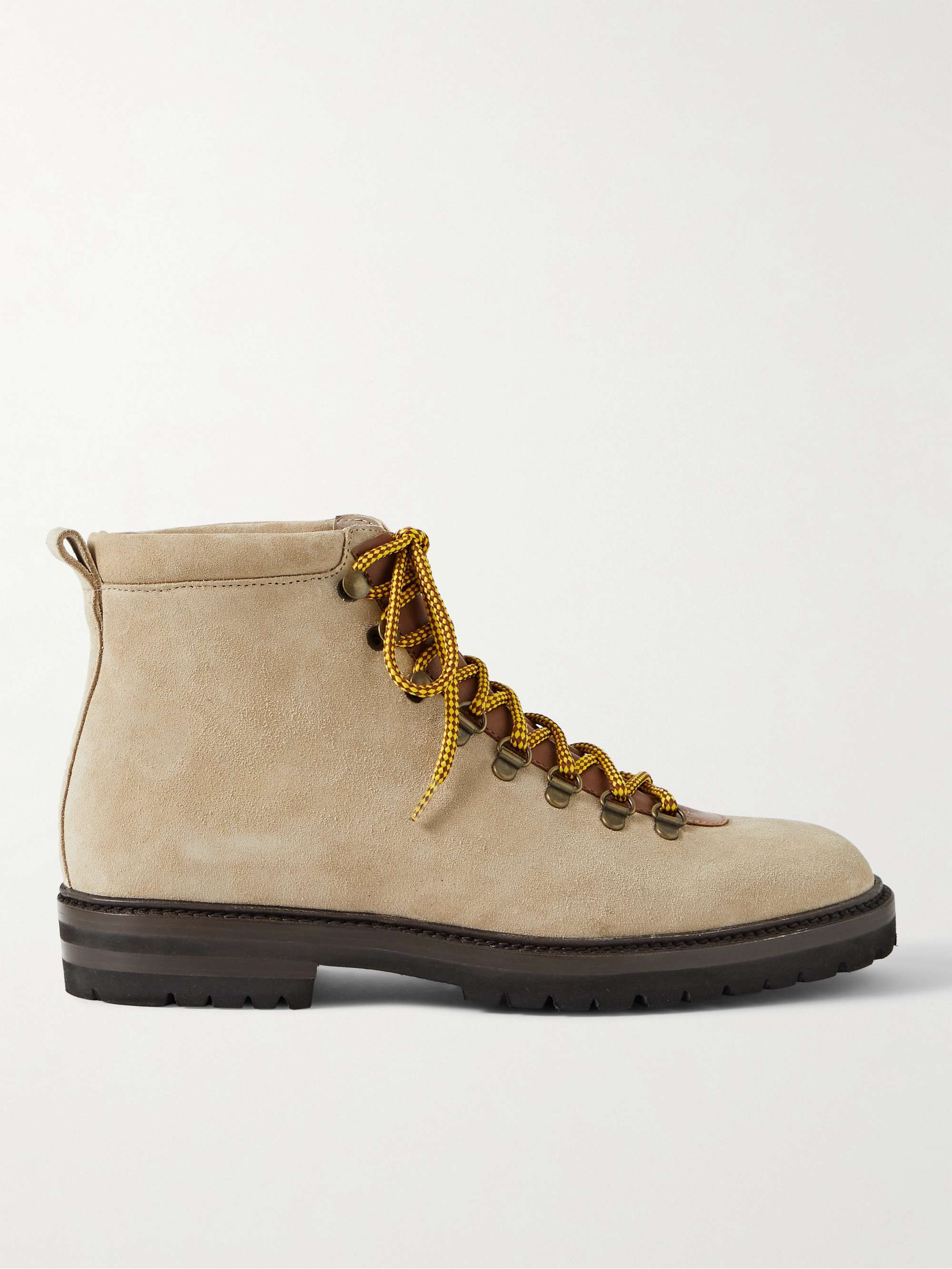 MANOLO BLAHNIK Calaurio Leather-Trimmed Suede Hiking Boots for Men | MR  PORTER