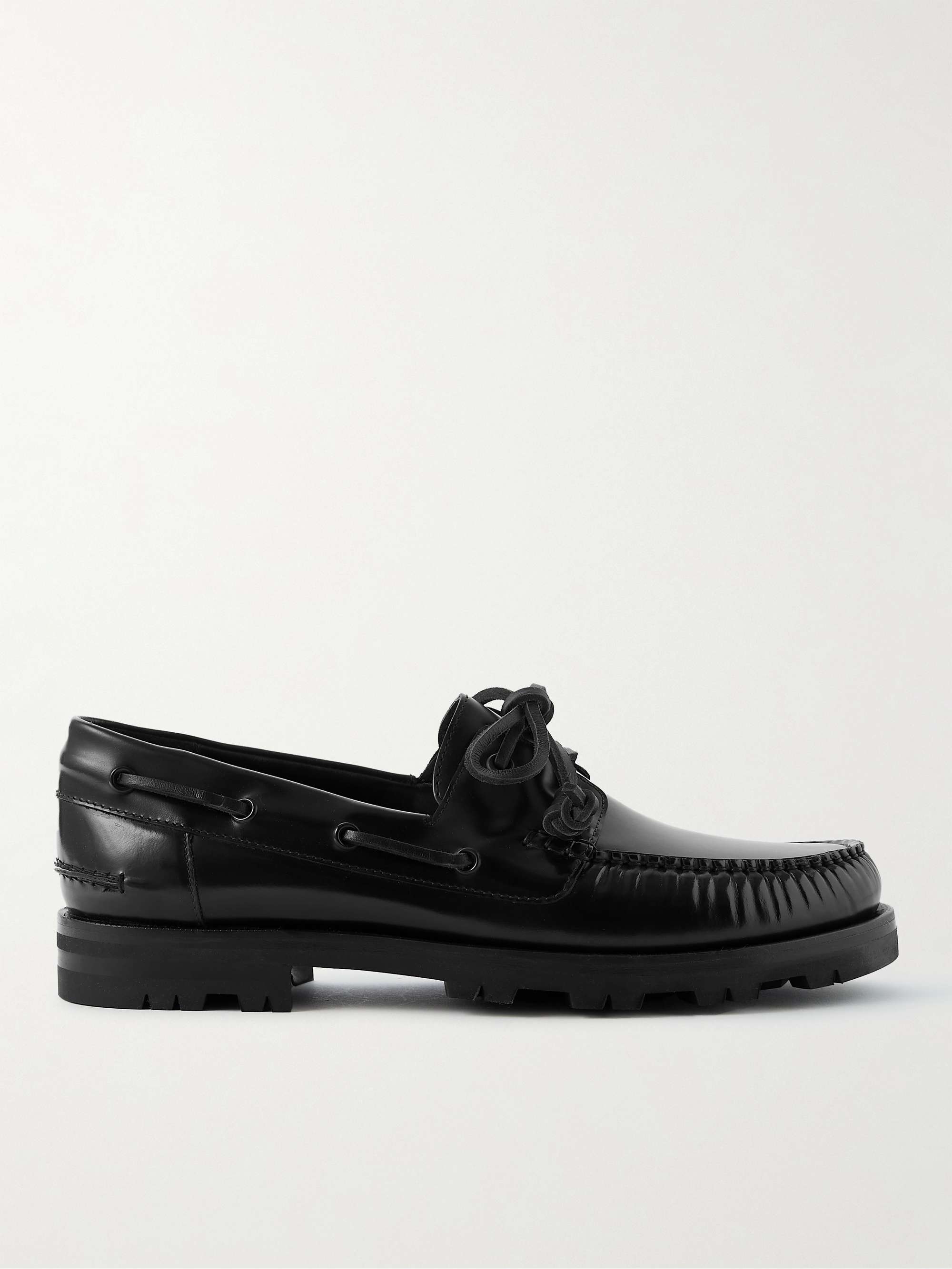 MANOLO BLAHNIK Salcombe Glossed-Leather Boat Shoes for Men | MR PORTER