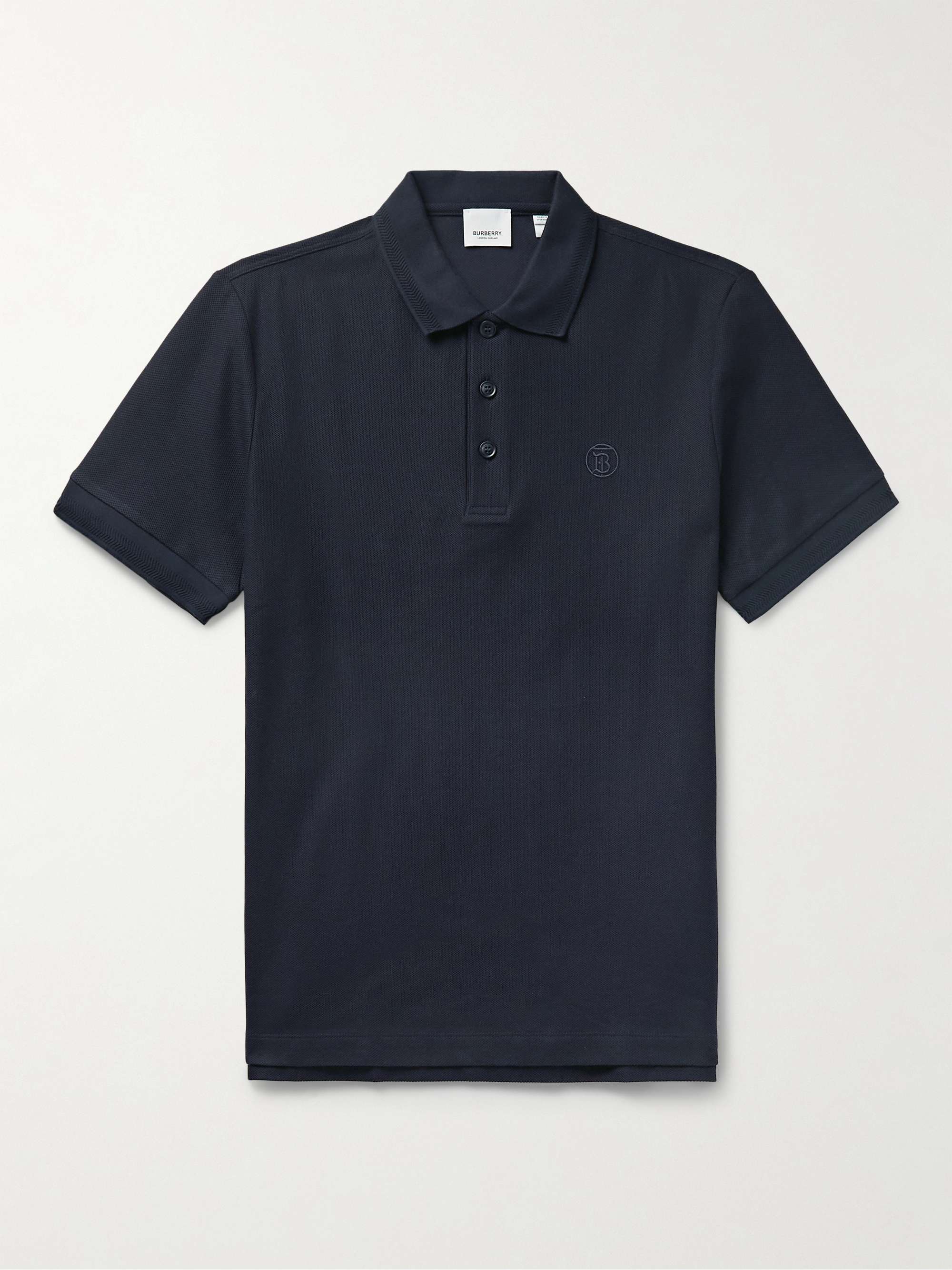 BURBERRY Logo-Embroidered Cotton-Piqué Polo Shirt for Men | MR PORTER