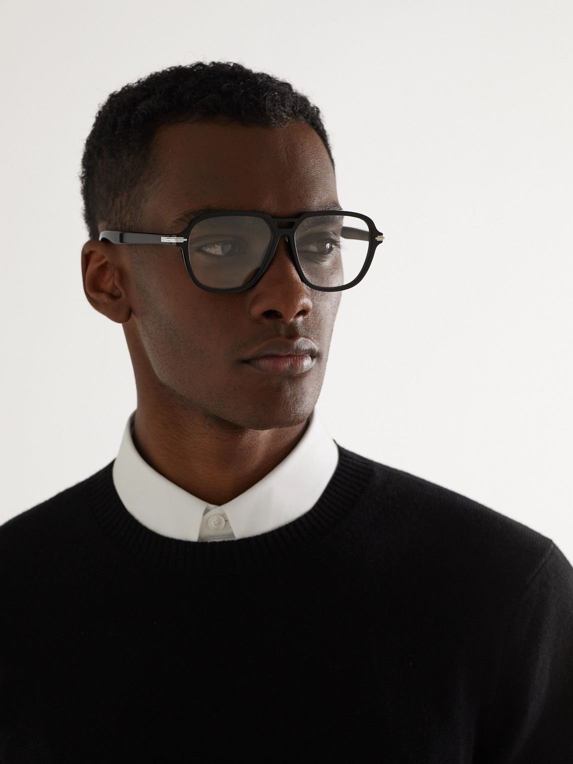 Shop Dior Blacksuito Ai Aviator-style Acetate Optical Glasses In Black
