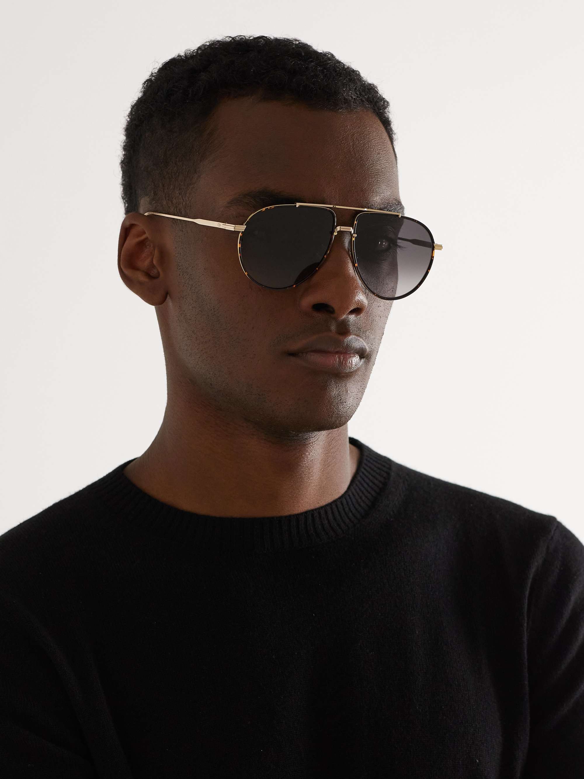 DIOR EYEWEAR DiorBlackSuit AU Aviator-Style Tortoiseshell Acetate and  Gold-Tone Sunglasses for Men | MR PORTER