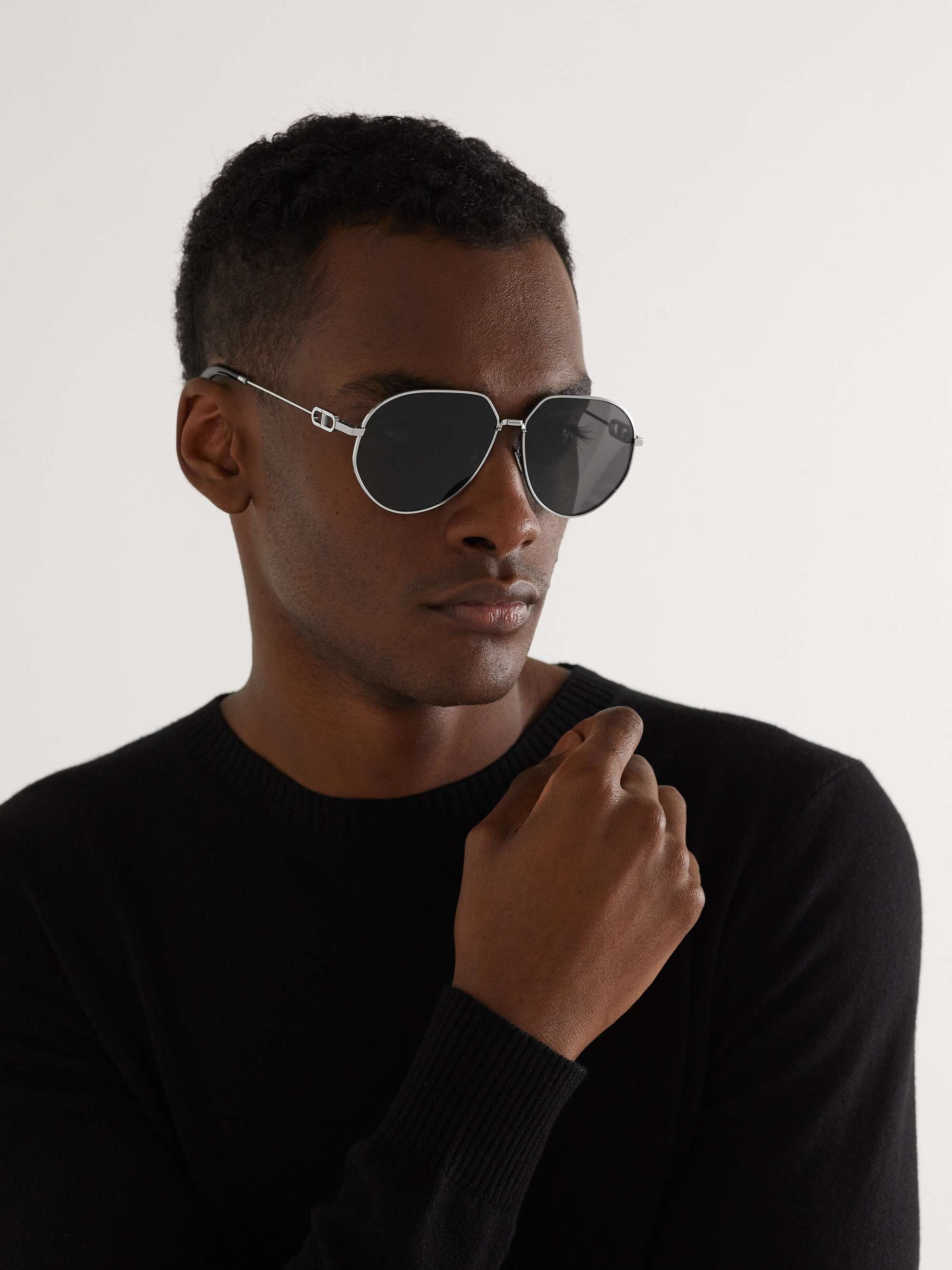 DIOR EYEWEAR CD Link A1U Round-Frame Silver-Tone Sunglasses for Men | MR  PORTER