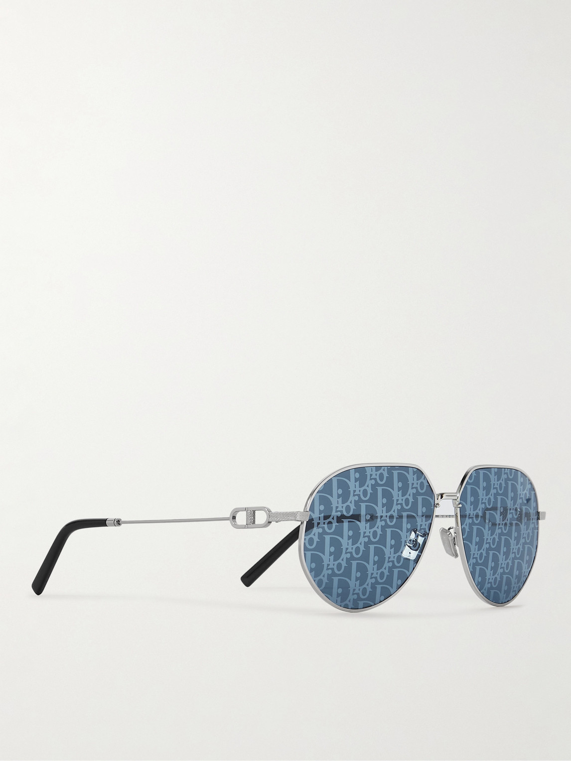 Shop Dior Cd Link A1u Round-frame Silver-tone Mirrored Sunglasses