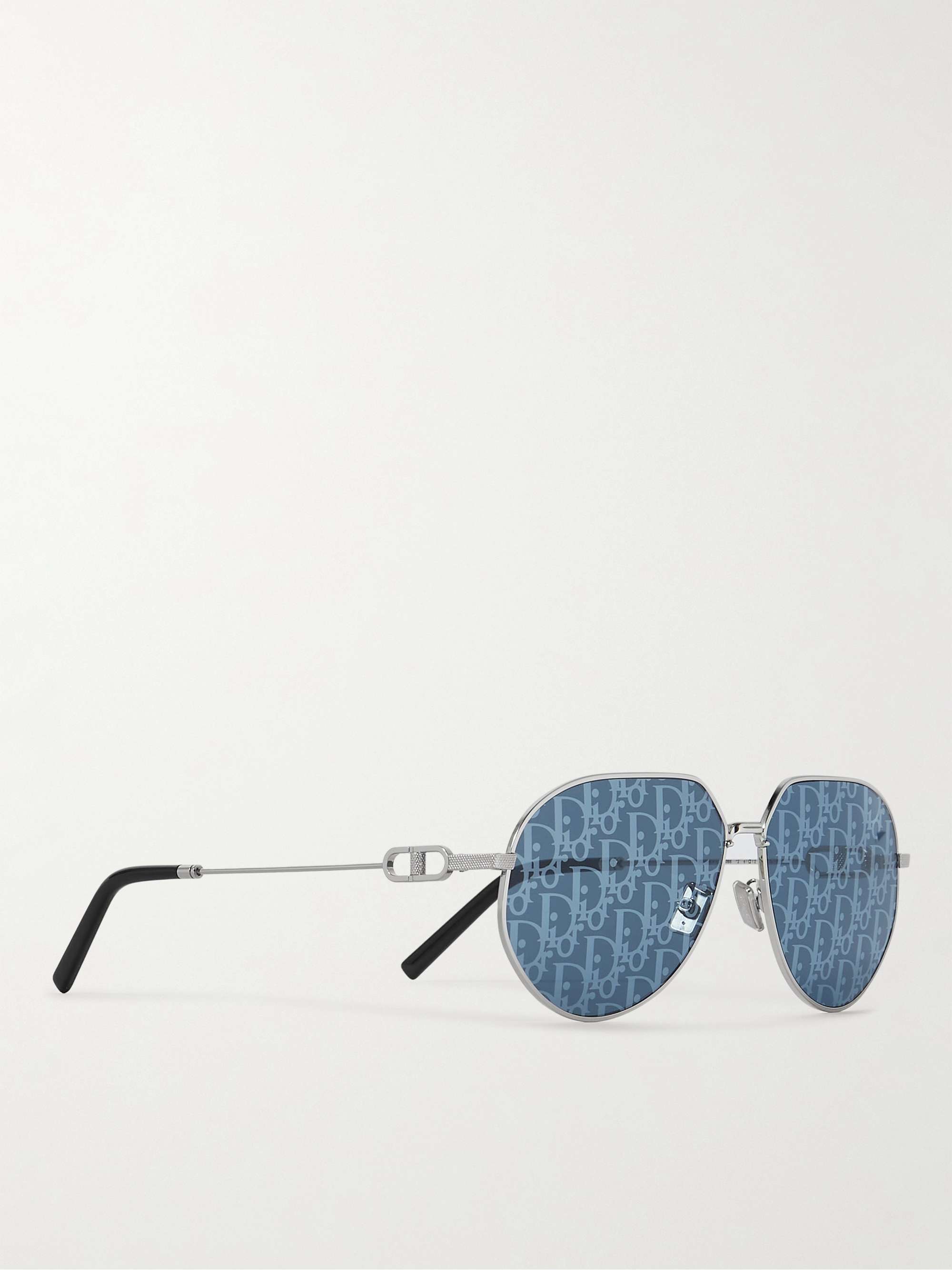 DiorBlackSuit S2U Silver Metal Square Glasses with Blue Light