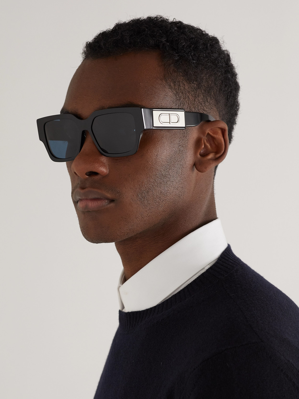 Shop Dior Cd Su Square-frame Acetate And Silver-tone Sunglasses In Black