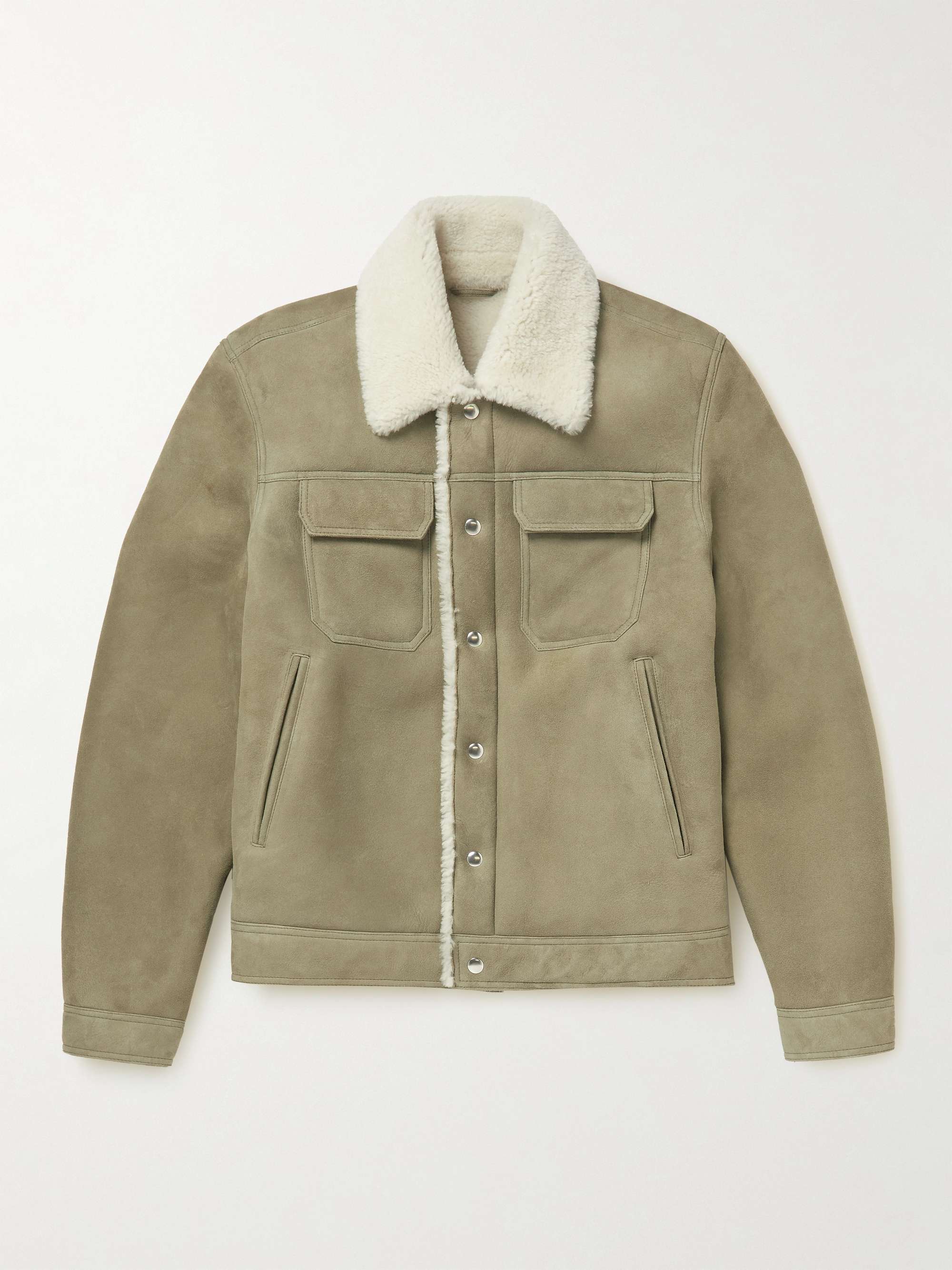 MR P. Shearling-Lined Suede Trucker Jacket for Men