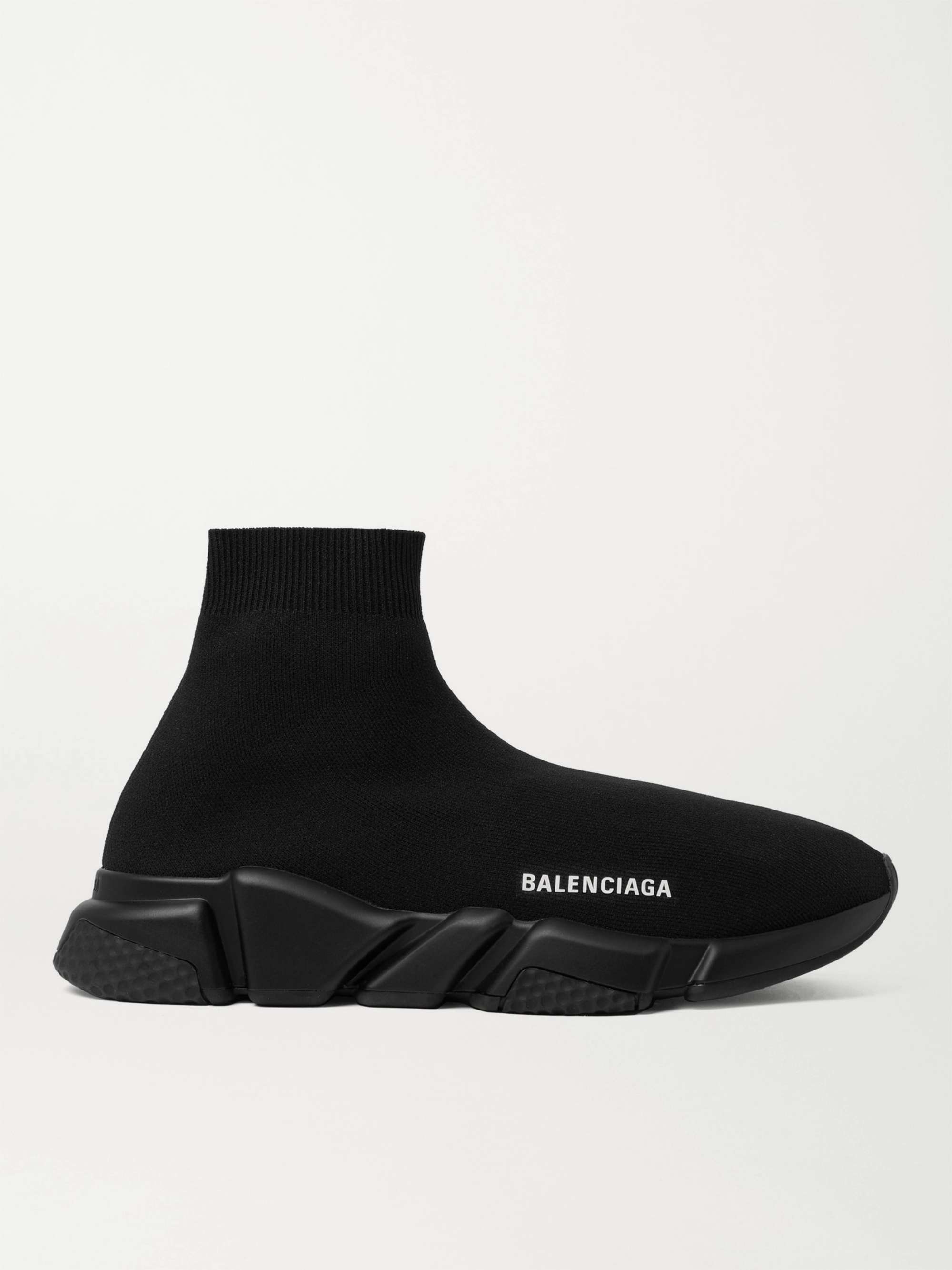 Black Speed Stretch-Knit Slip-On Sneakers | BALENCIAGA | MR PORTER