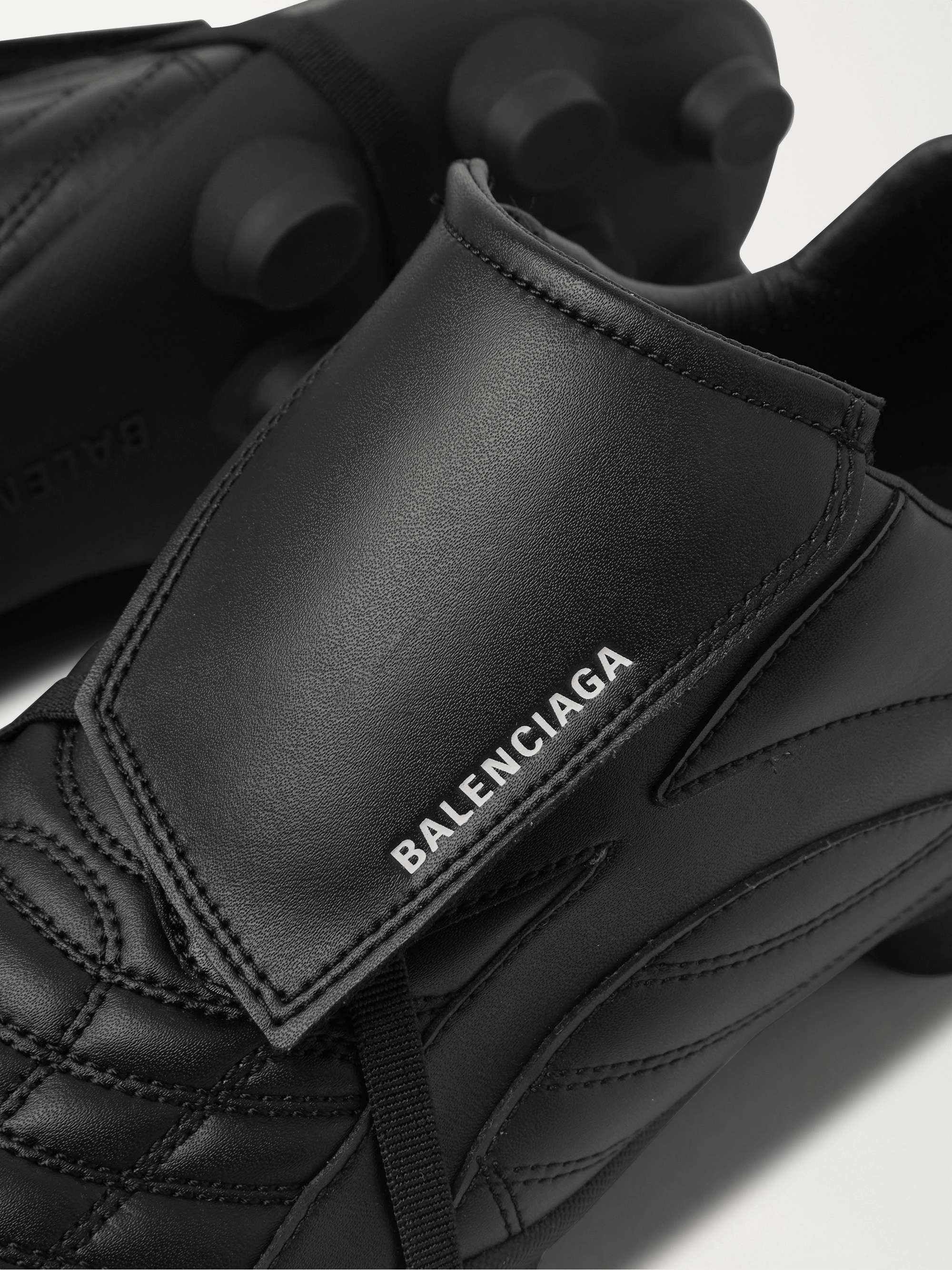 BALENCIAGA Soccer Logo-Print Faux Leather Sneakers for Men | MR PORTER