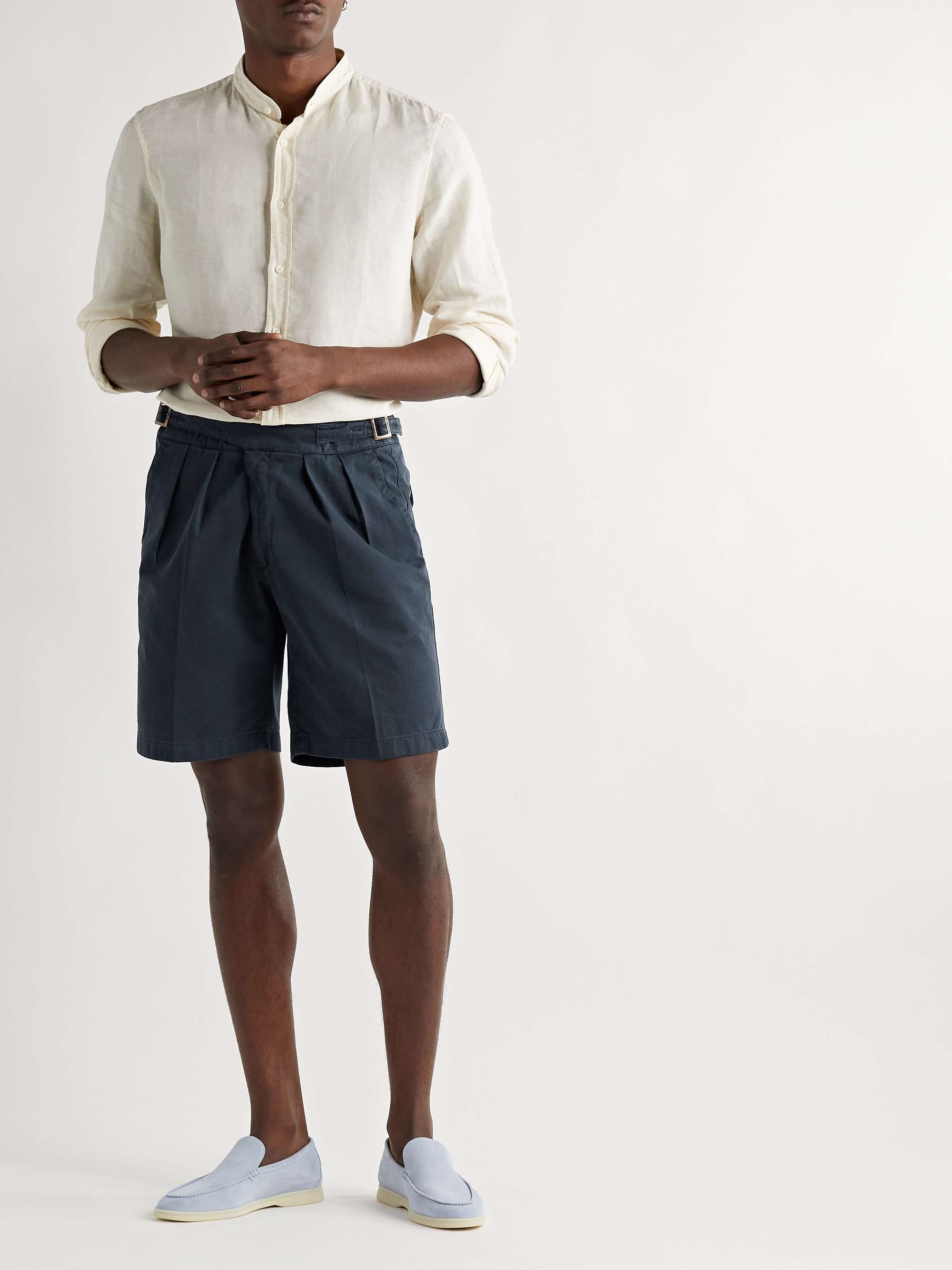 RUBINACCI Manny Straight-Leg Garment-Dyed Pleated Cotton-Twill Shorts | MR  PORTER