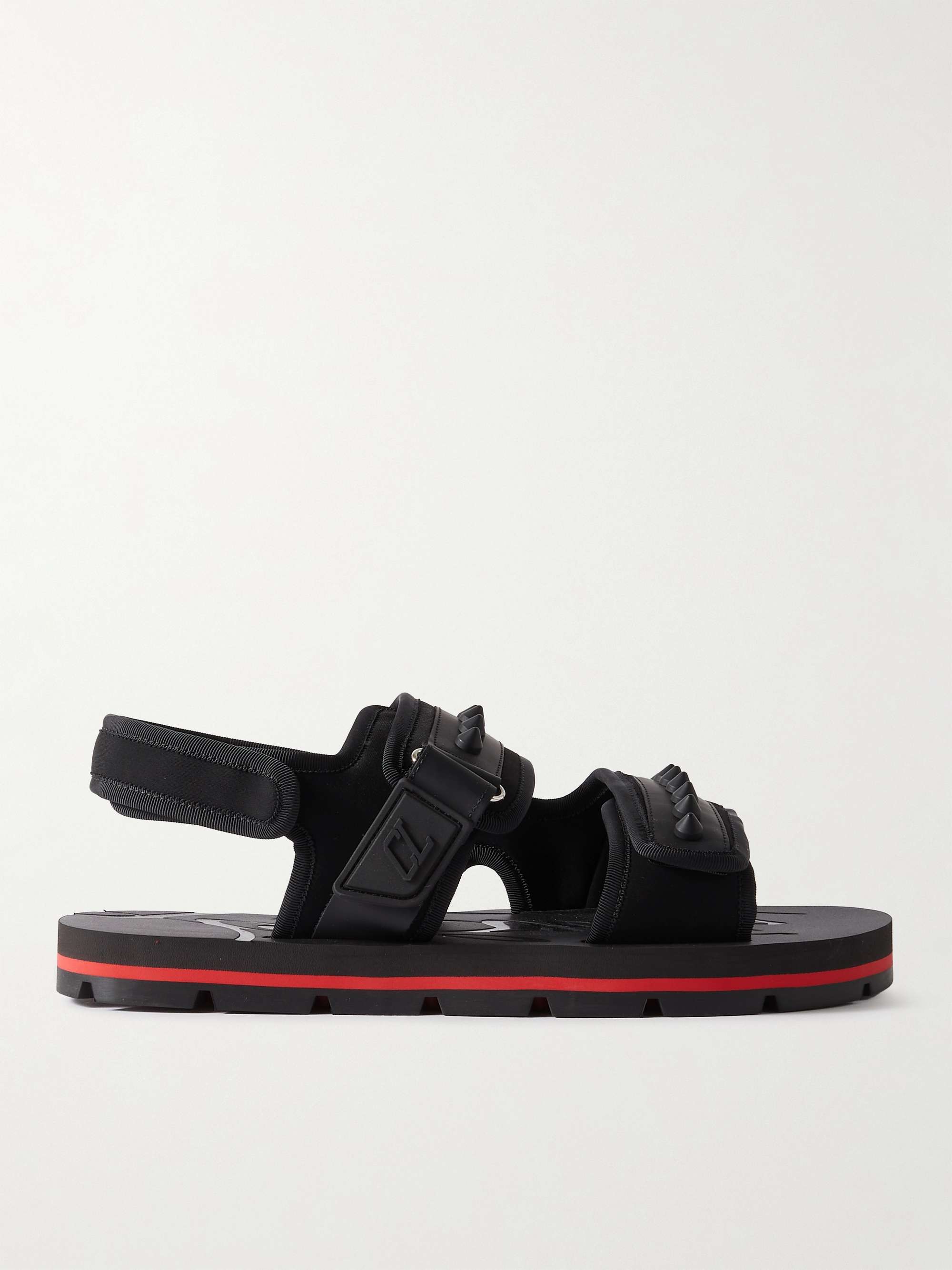 Black Siwa Studded Neoprene, Rubber and Leather Sandals | CHRISTIAN  LOUBOUTIN | MR PORTER