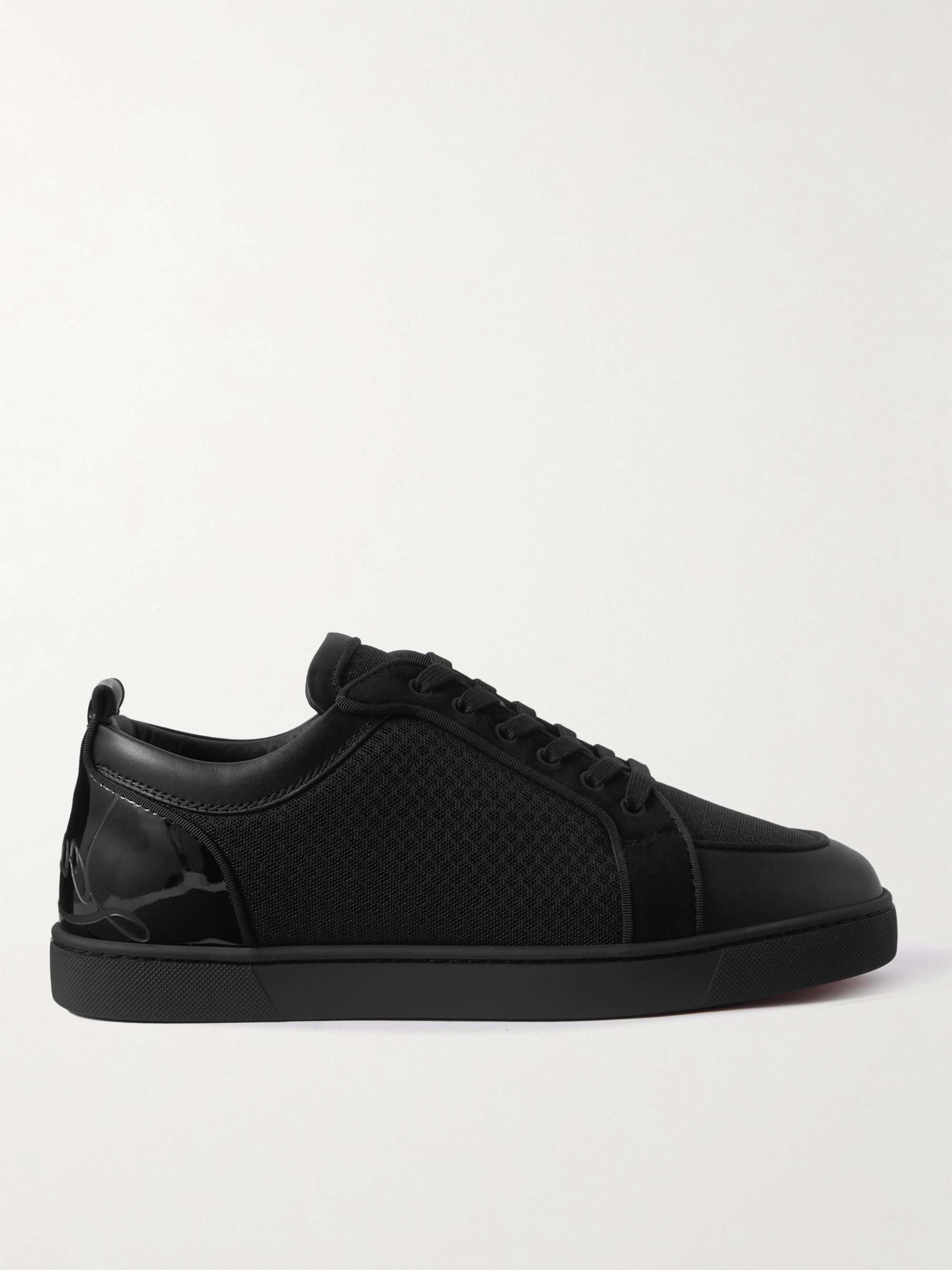 Black Suede-Trimmed Leather and Mesh Sneakers | CHRISTIAN LOUBOUTIN | MR  PORTER