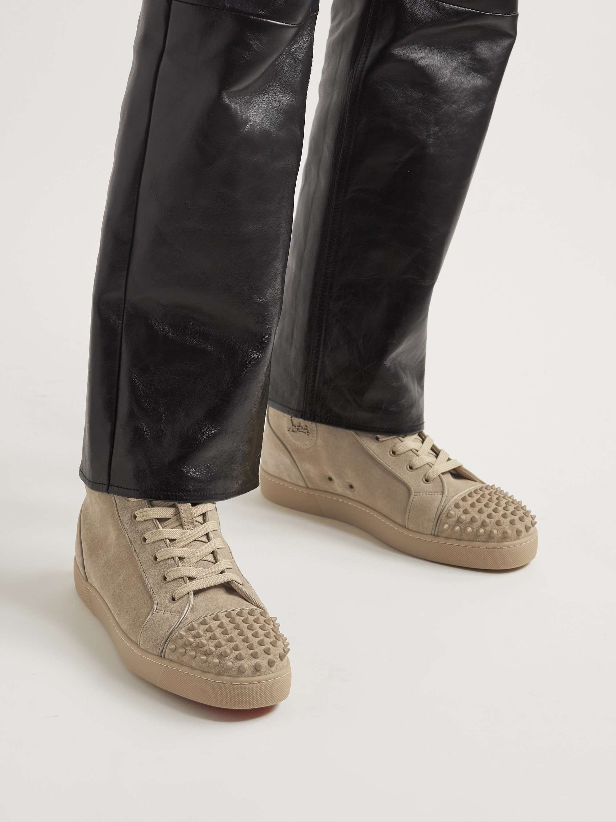 CHRISTIAN LOUBOUTIN Louis Spiked Suede High-Top Sneakers for Men | MR PORTER