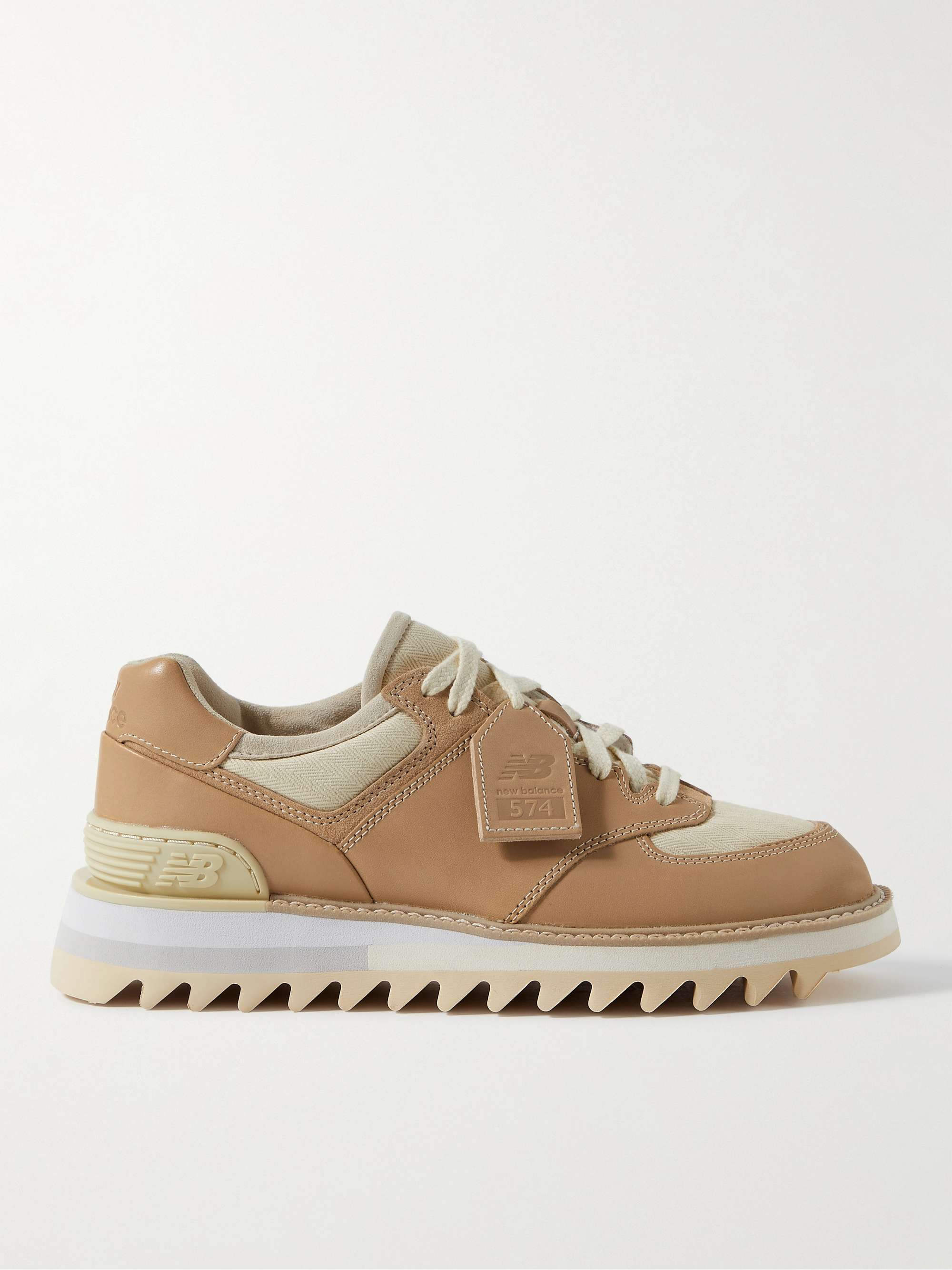Tan Tokyo Design Studio 574 Suede-Trimmed Leather and Canvas Sneakers | NEW  BALANCE | MR PORTER
