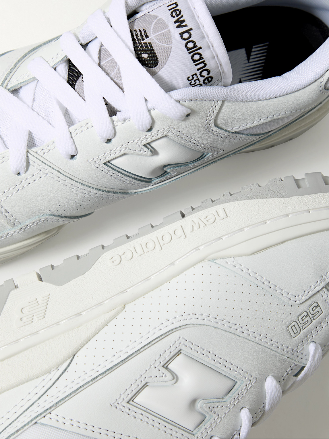 New Balance 550 Perforated Leather Sneakers In White | ModeSens