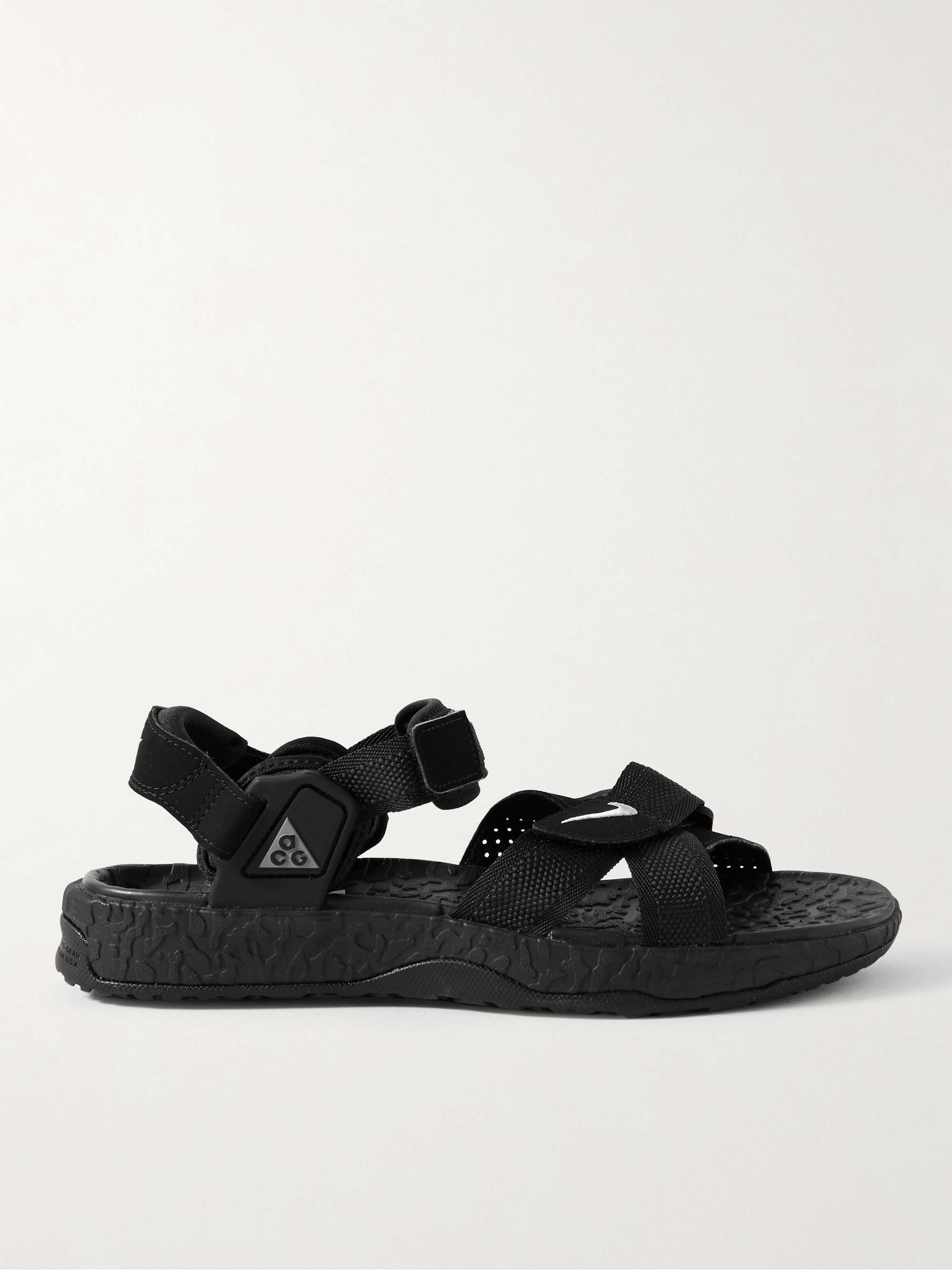 Black ACG Air Deschutz+ Suede and Webbing-Trimmed Rubber Sandals | NIKE |  MR PORTER