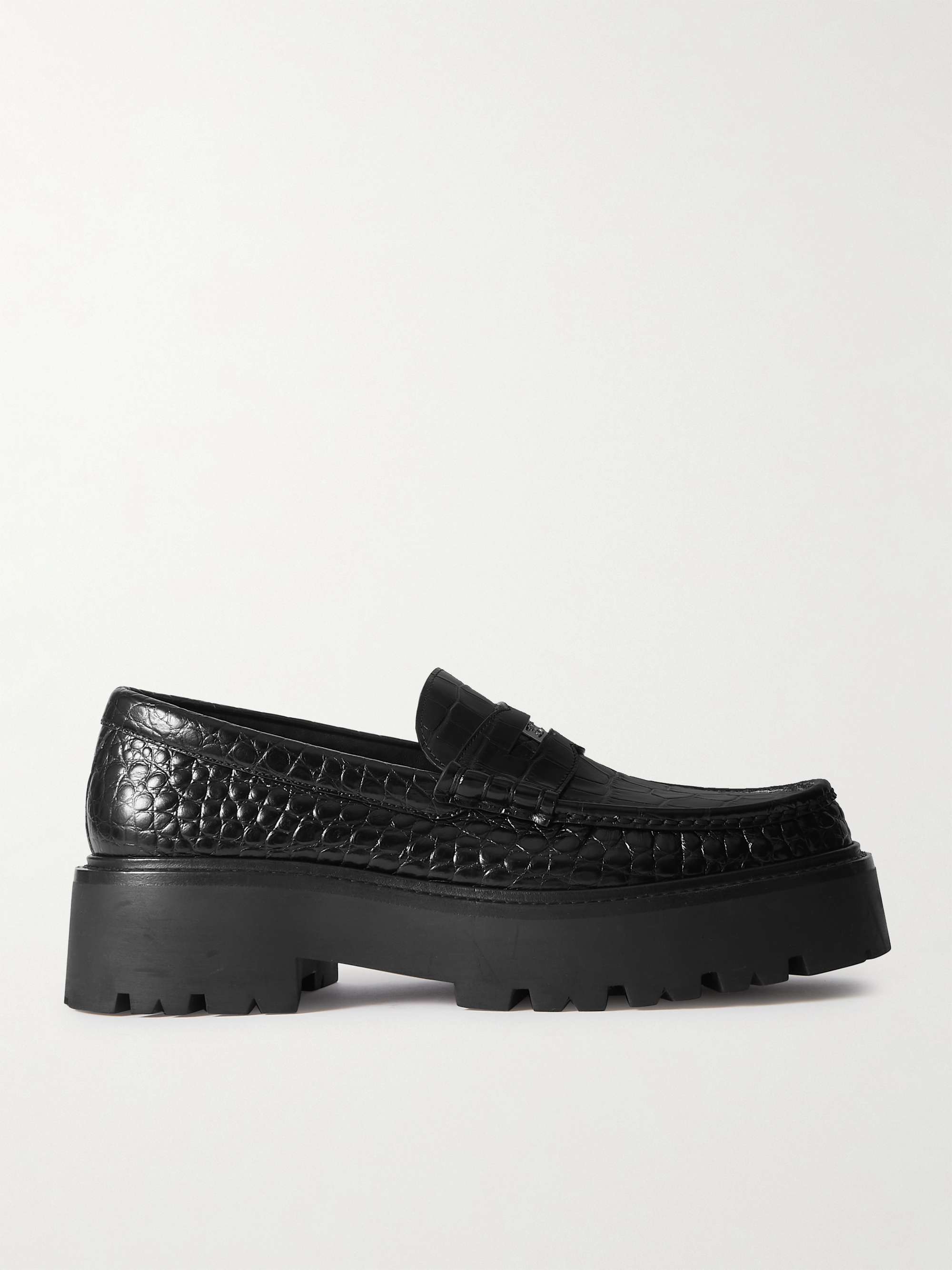 CELINE HOMME Croc-Effect Leather Penny Loafers for Men | MR PORTER