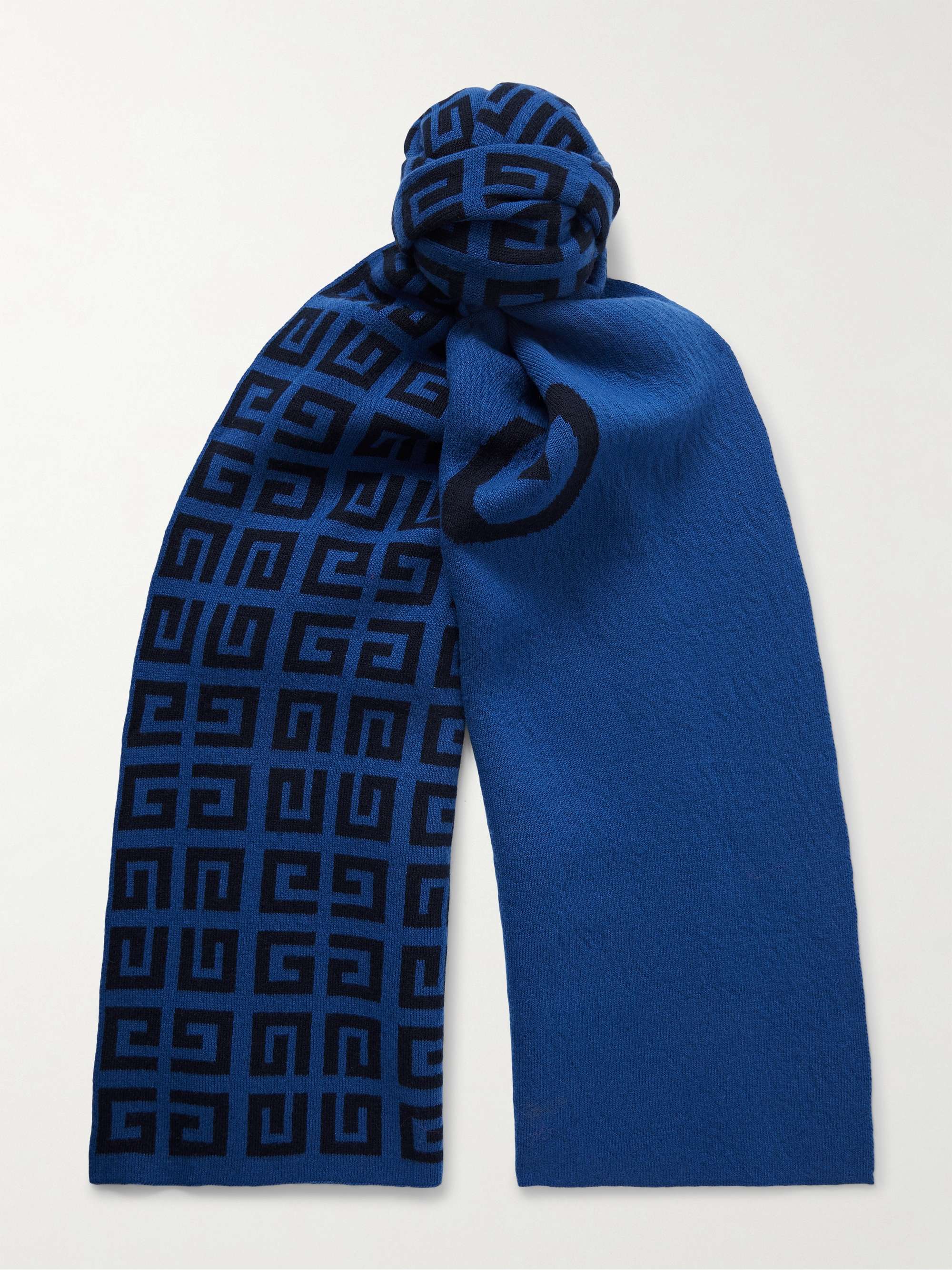GIVENCHY Logo-Intarsia Wool and Cashmere-Blend Scarf for Men