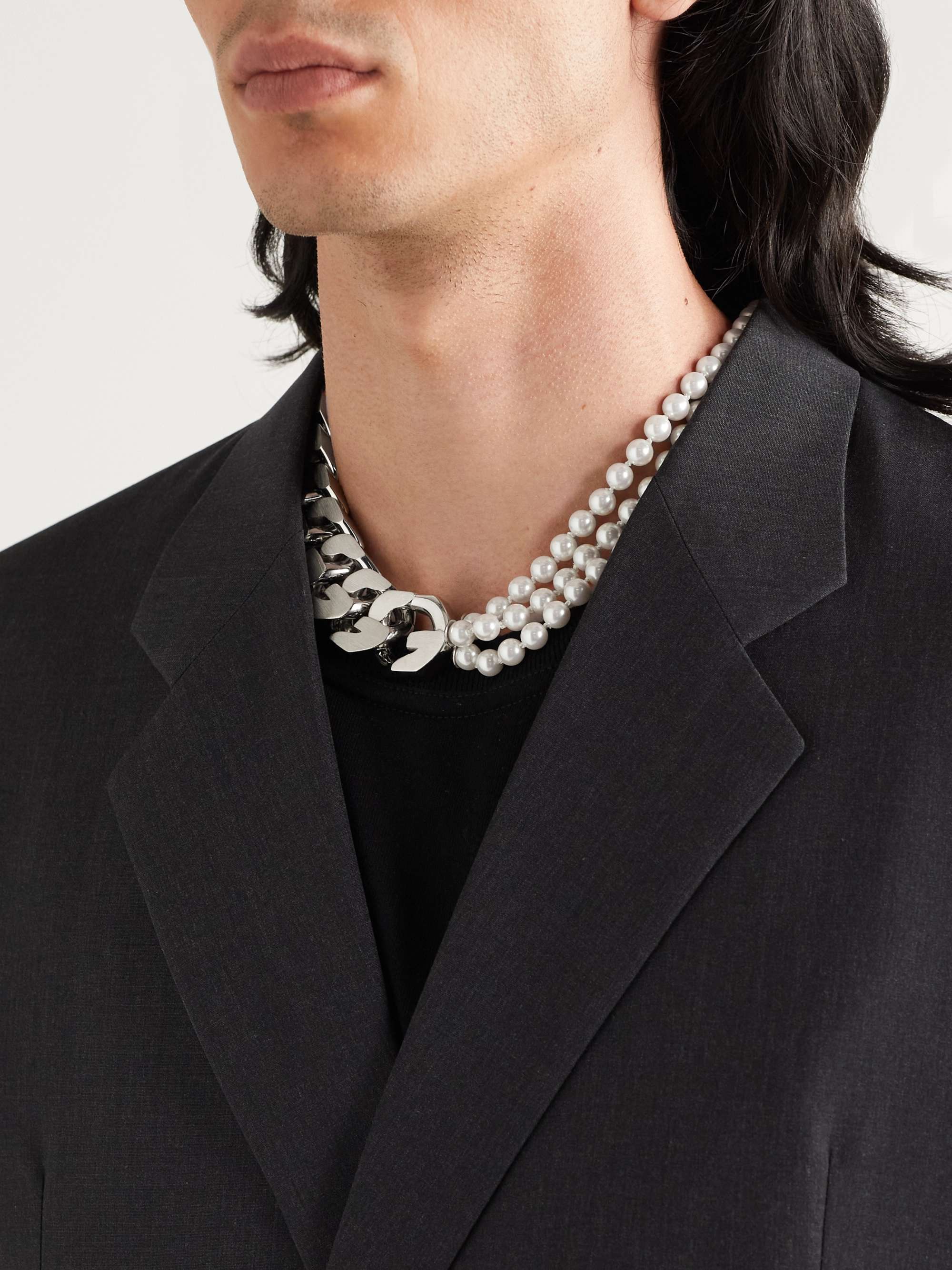GIVENCHY Silver-Tone Faux Pearl Necklace for Men | MR PORTER