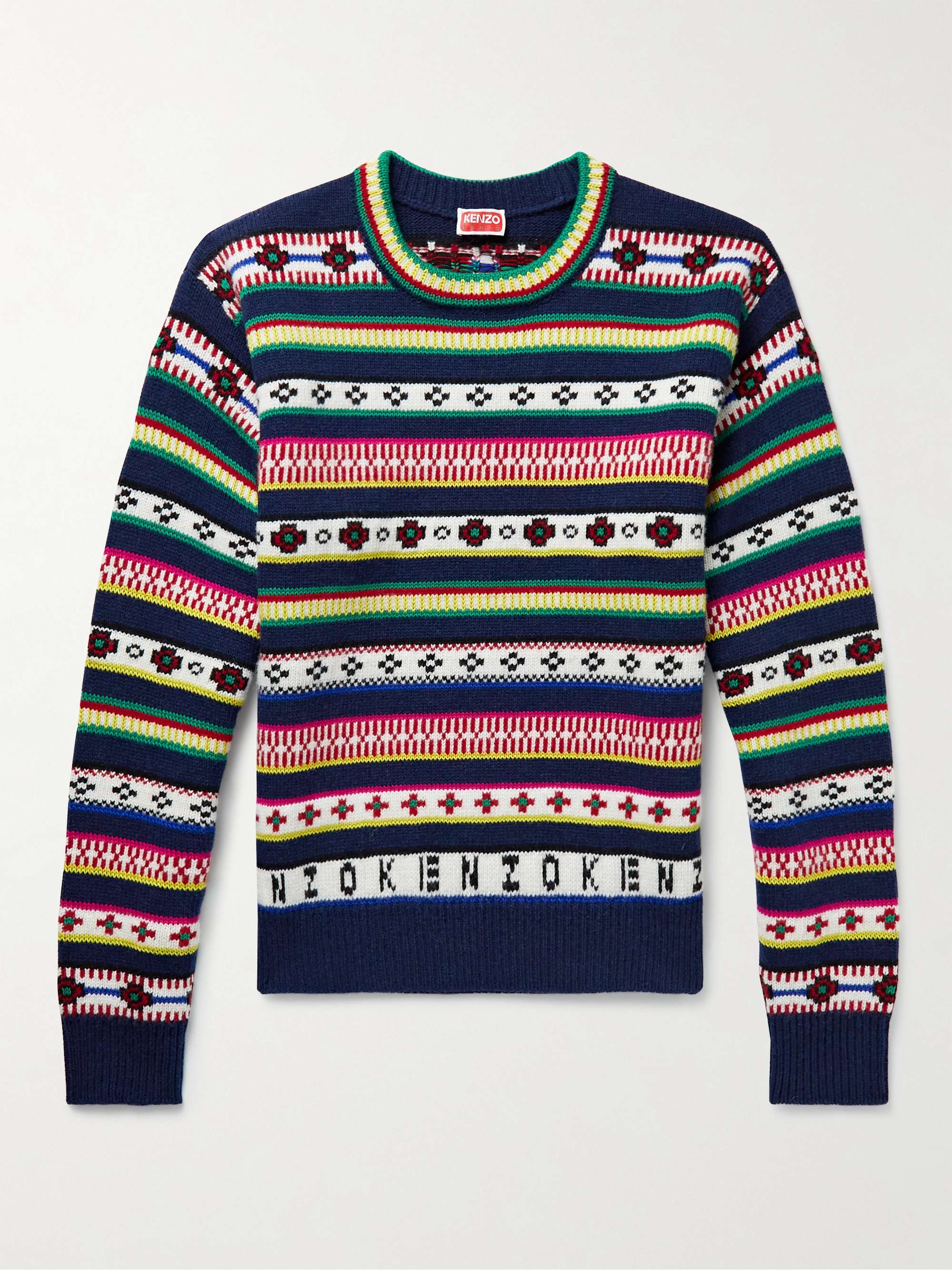 KENZO Jacquard-Knit Wool and Cotton-Blend Sweater for Men | MR PORTER