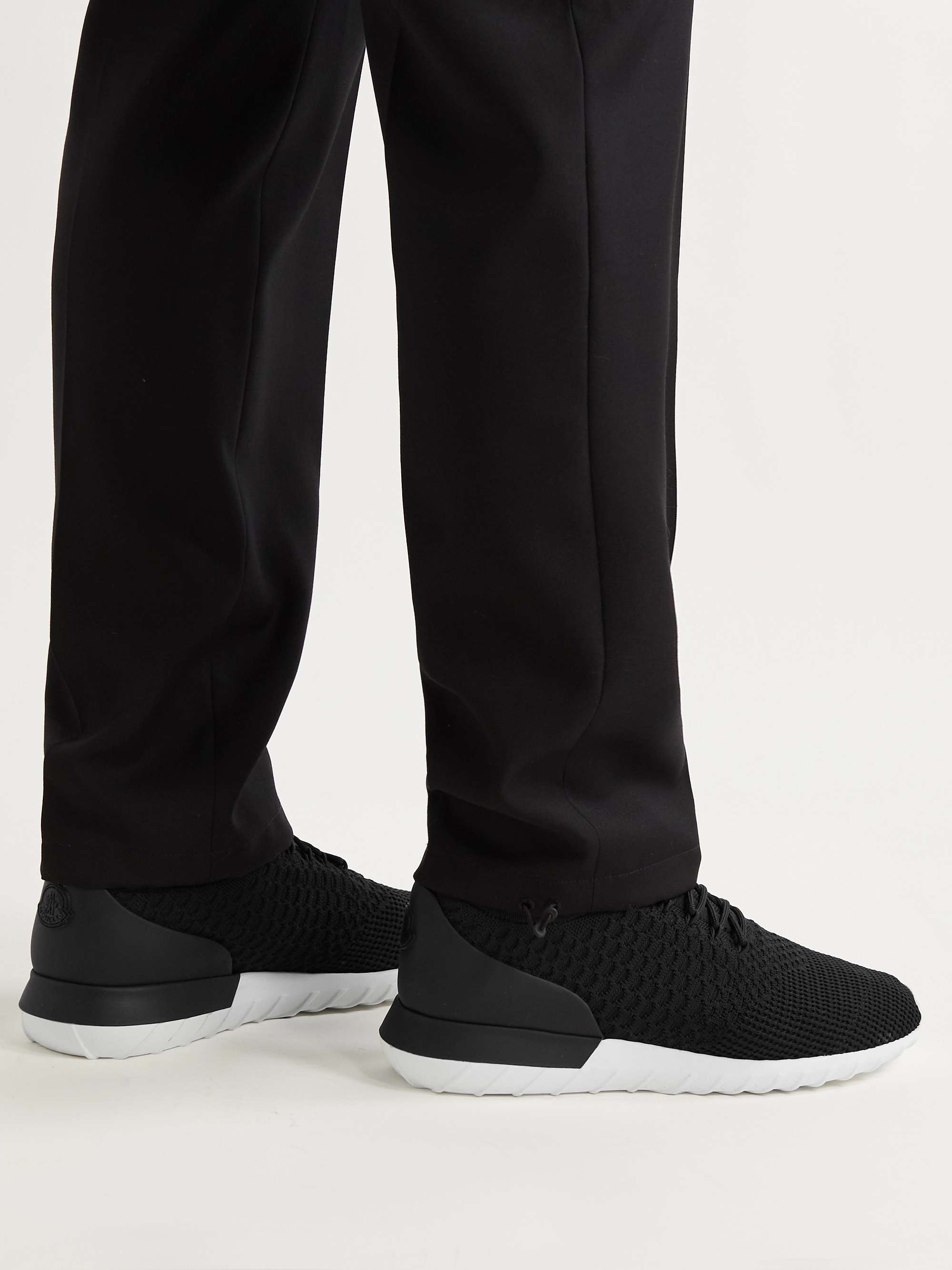 MONCLER Emilien Leather-Trimmed Stretch-Knit Sneakers for Men | MR PORTER