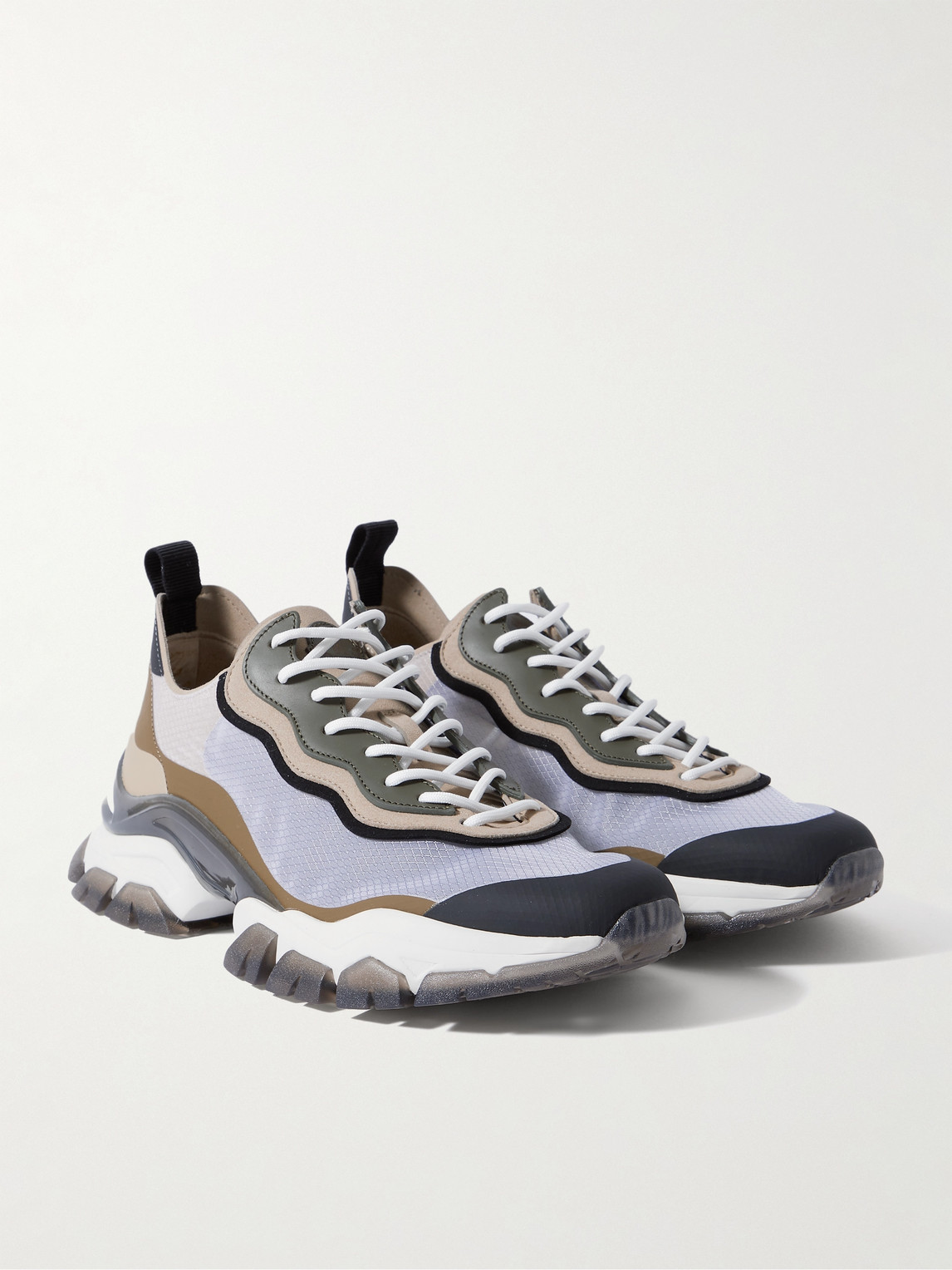 Shop Moncler Leave No Trace Leather, Suede And Ripstop Sneakers In Neutrals