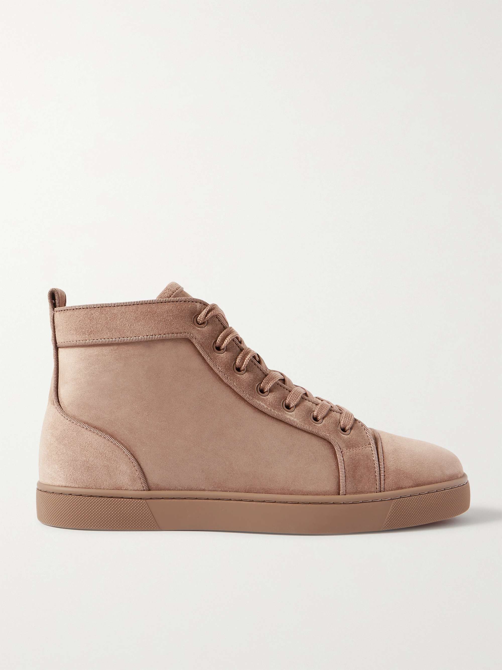 CHRISTIAN LOUBOUTIN Louis Orlato Grosgrain-Trimmed Suede High-Top Sneakers  | MR PORTER