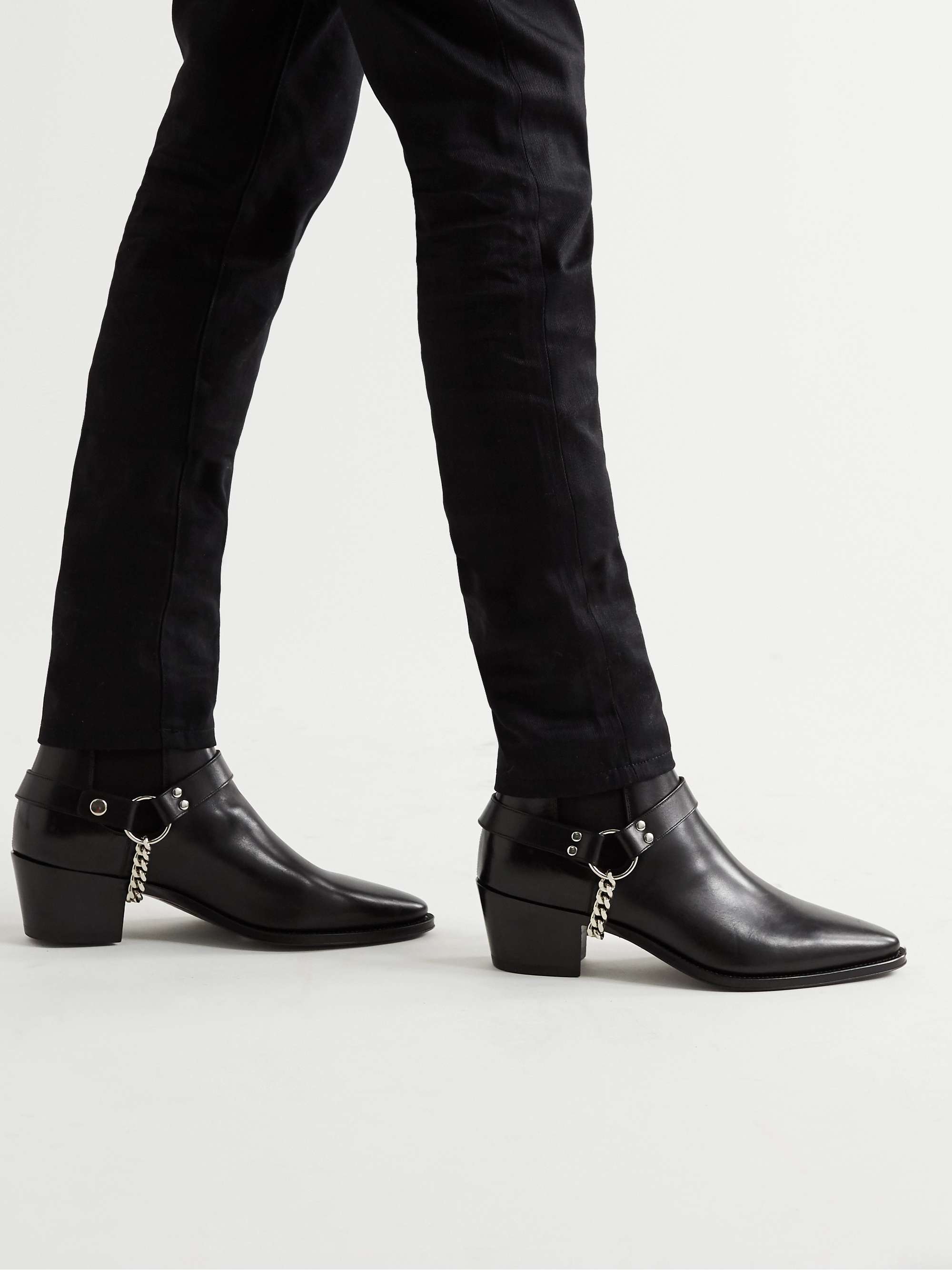 CELINE HOMME Chain-Embellished Leather Chelsea Boots | MR PORTER