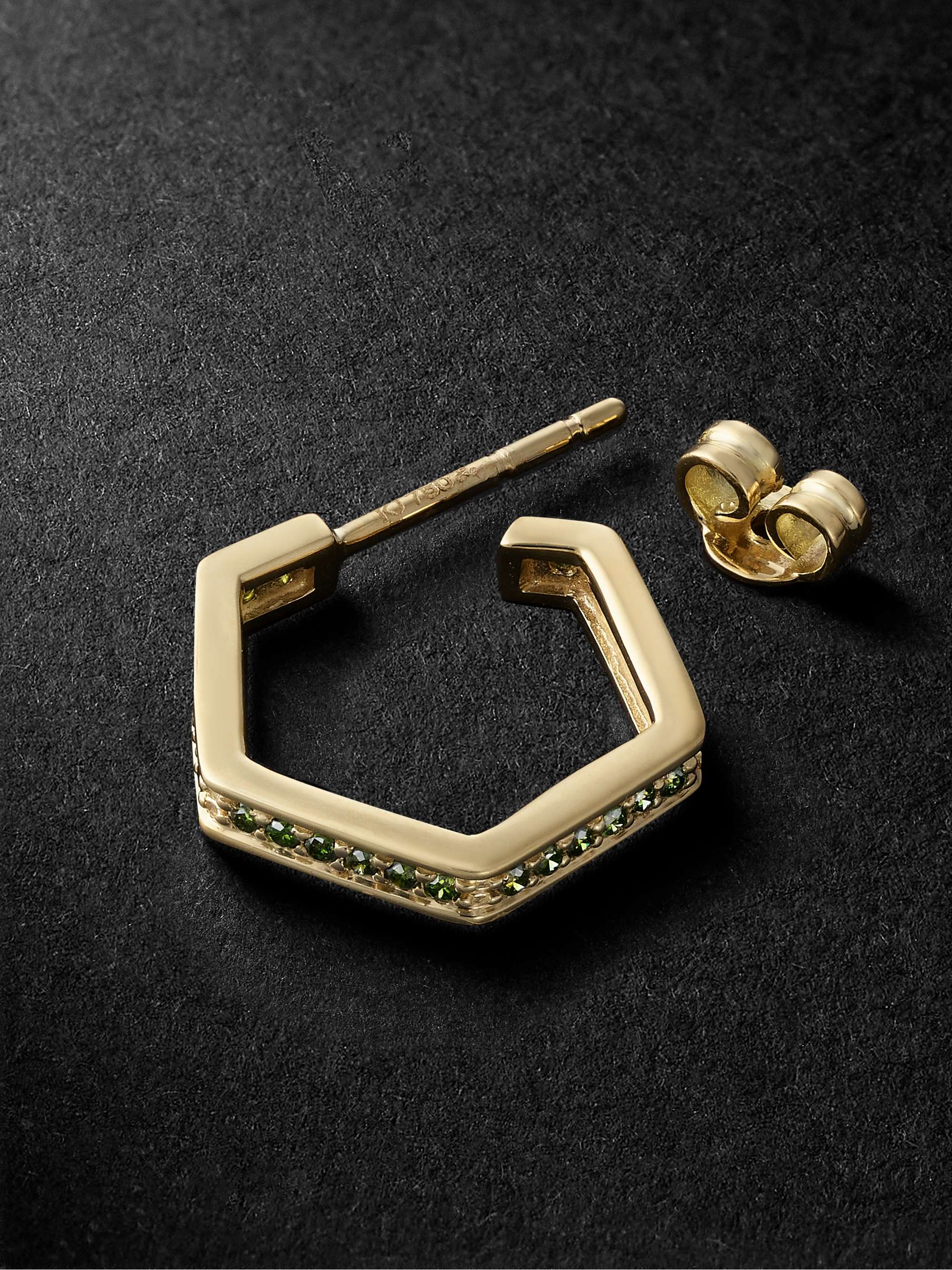 KOLOURS JEWELRY Hexagon Medium Gold Diamond Single Hoop Earring