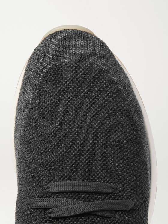 LORO PIANA 360 Flexy Walk Leather-Trimmed Knitted Wish Wool Sneakers ...