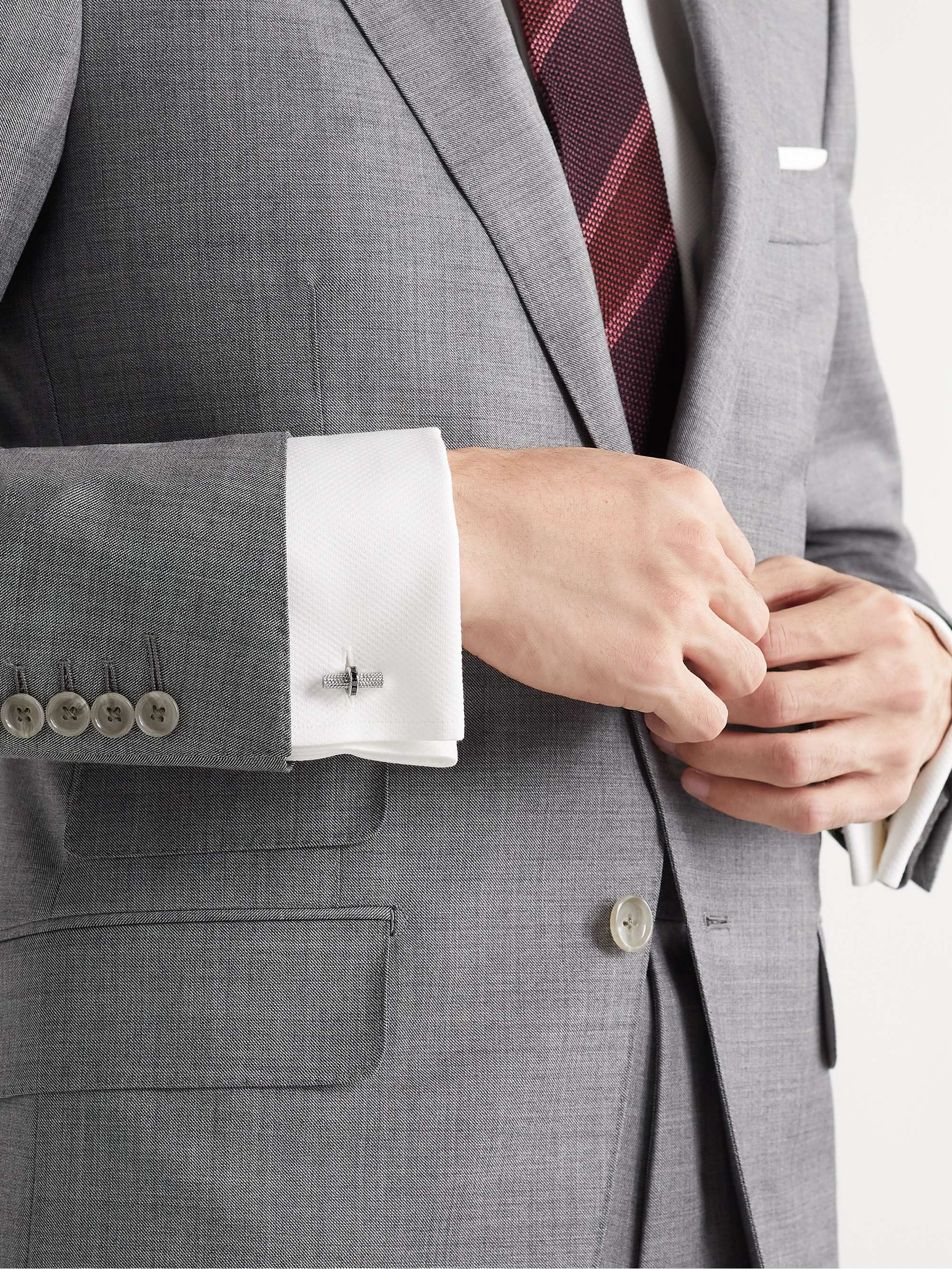 TOM FORD 18-Karat White Gold Diamond Cufflinks for Men | MR PORTER