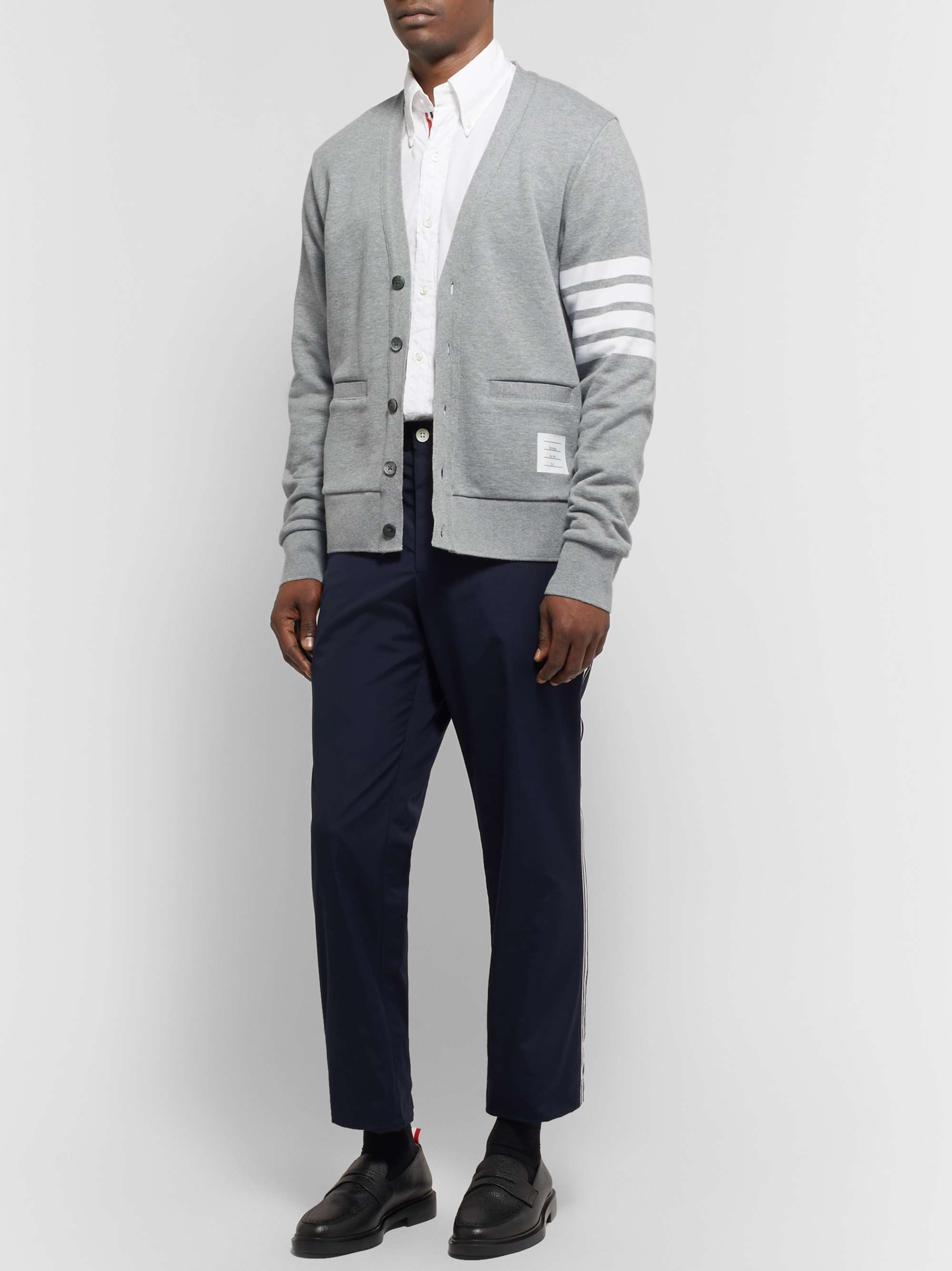 THOM BROWNE Striped Loopback Cotton-Jersey Cardigan for Men | MR PORTER