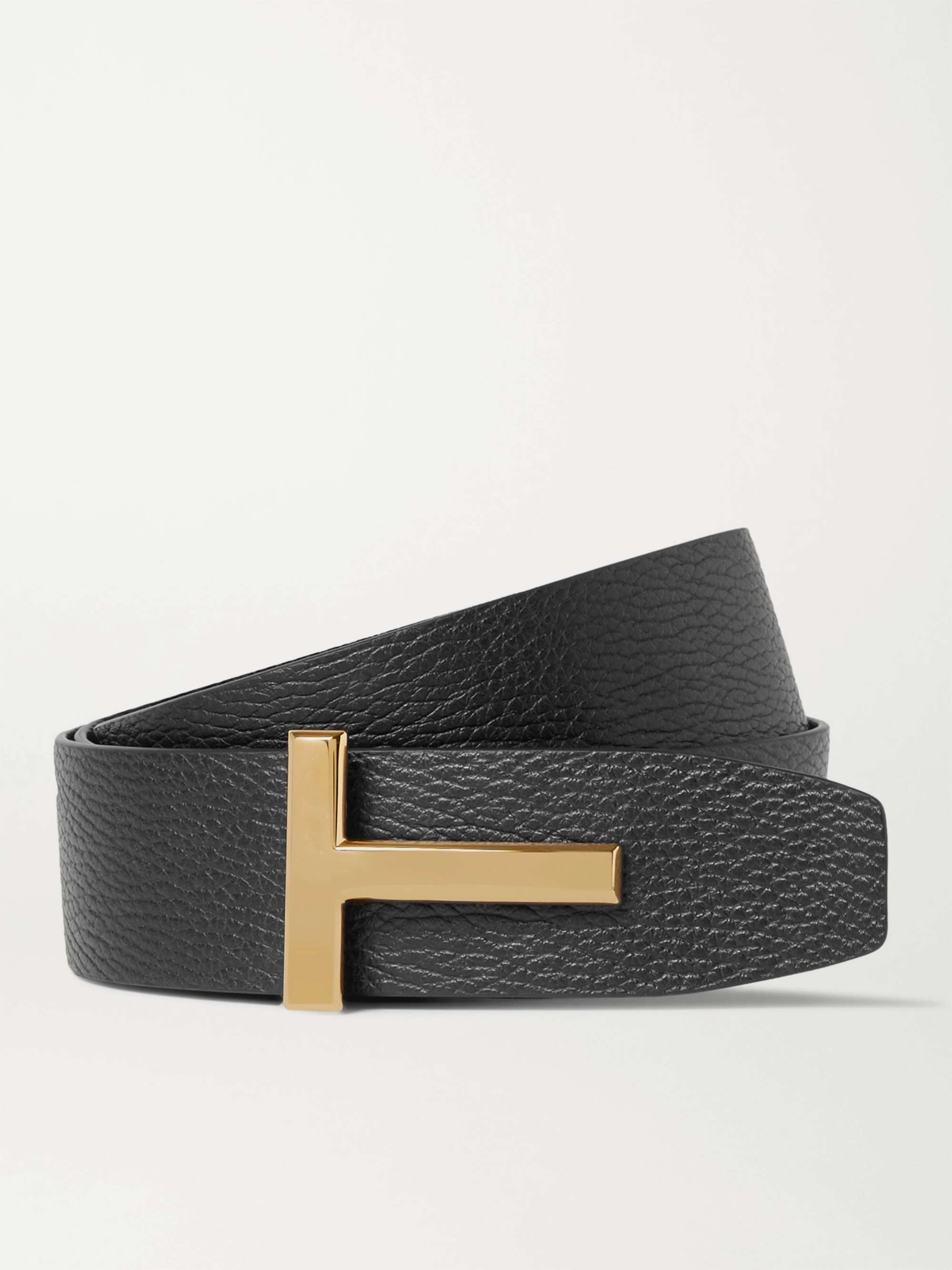 TOM FORD 4cm Black and Dark-Brown Reversible Full-Grain Leather Belt ...