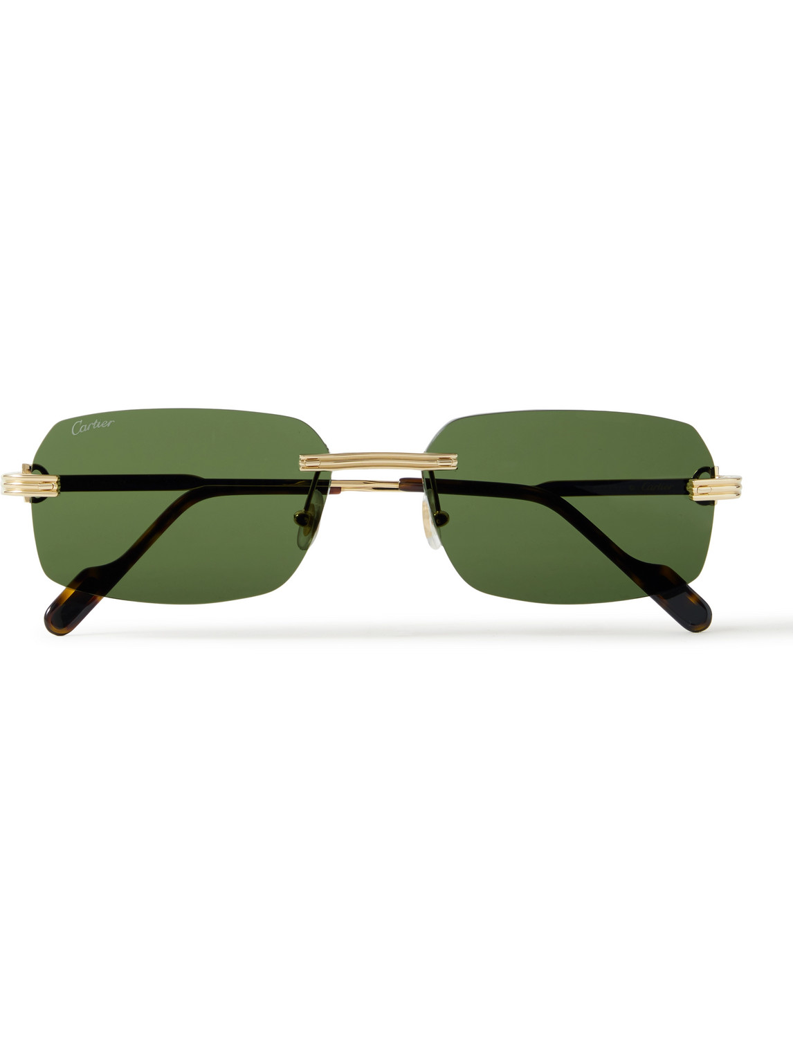 Cartier Rimless Rectangular-frame Gold-tone Sunglasses