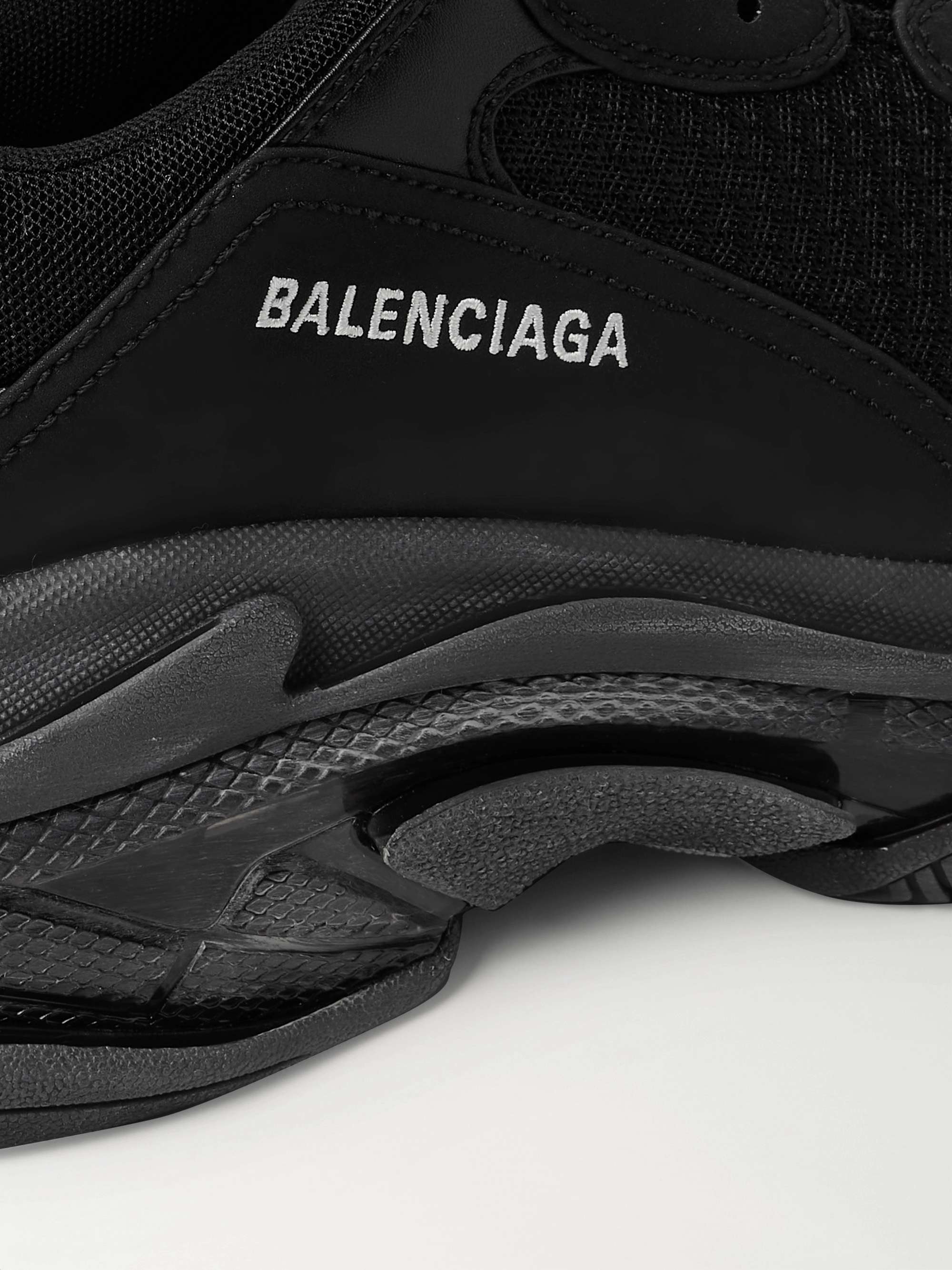 BALENCIAGA Triple S Clear Sole Mesh, Nubuck and Leather Sneakers | MR PORTER